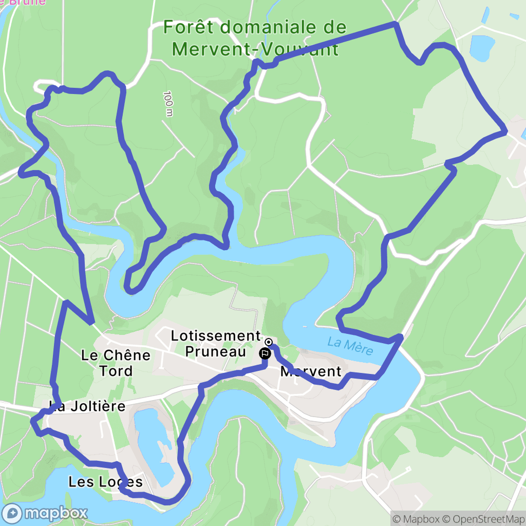 Mervent : carte du parcours de randonnée - France