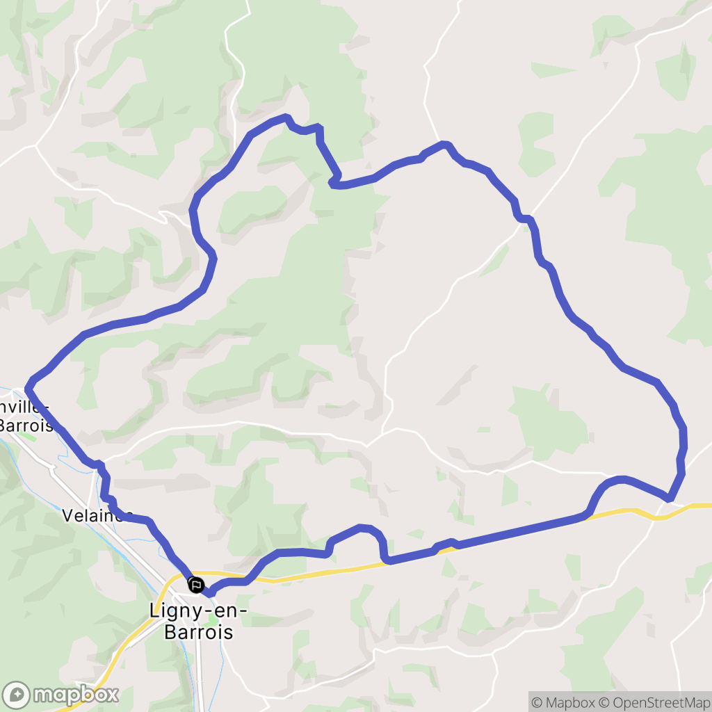 Ligny-en-Barrois : carte du parcours de randonnée - France