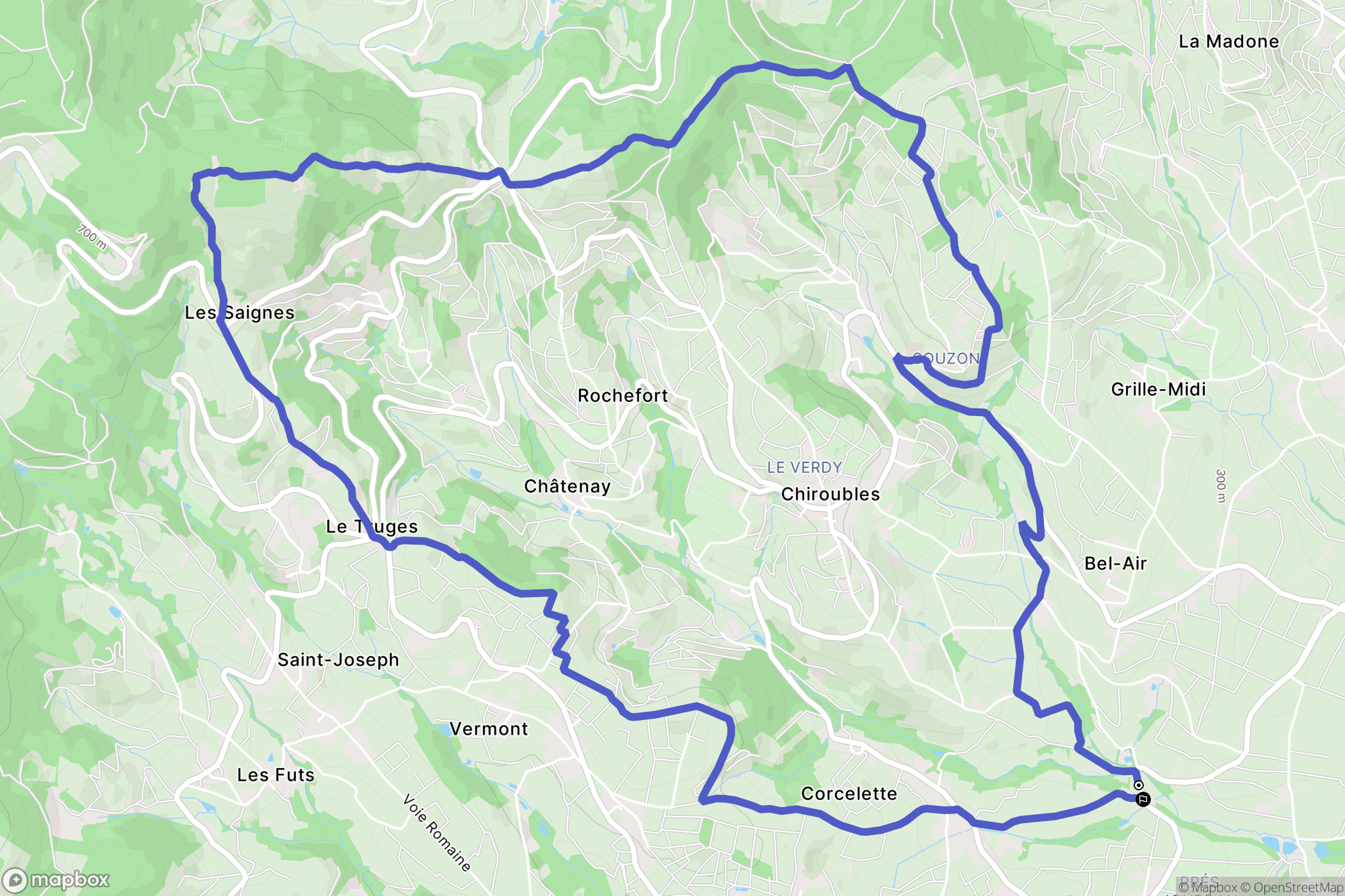 Villié-Morgon : carte du parcours de randonnée - France