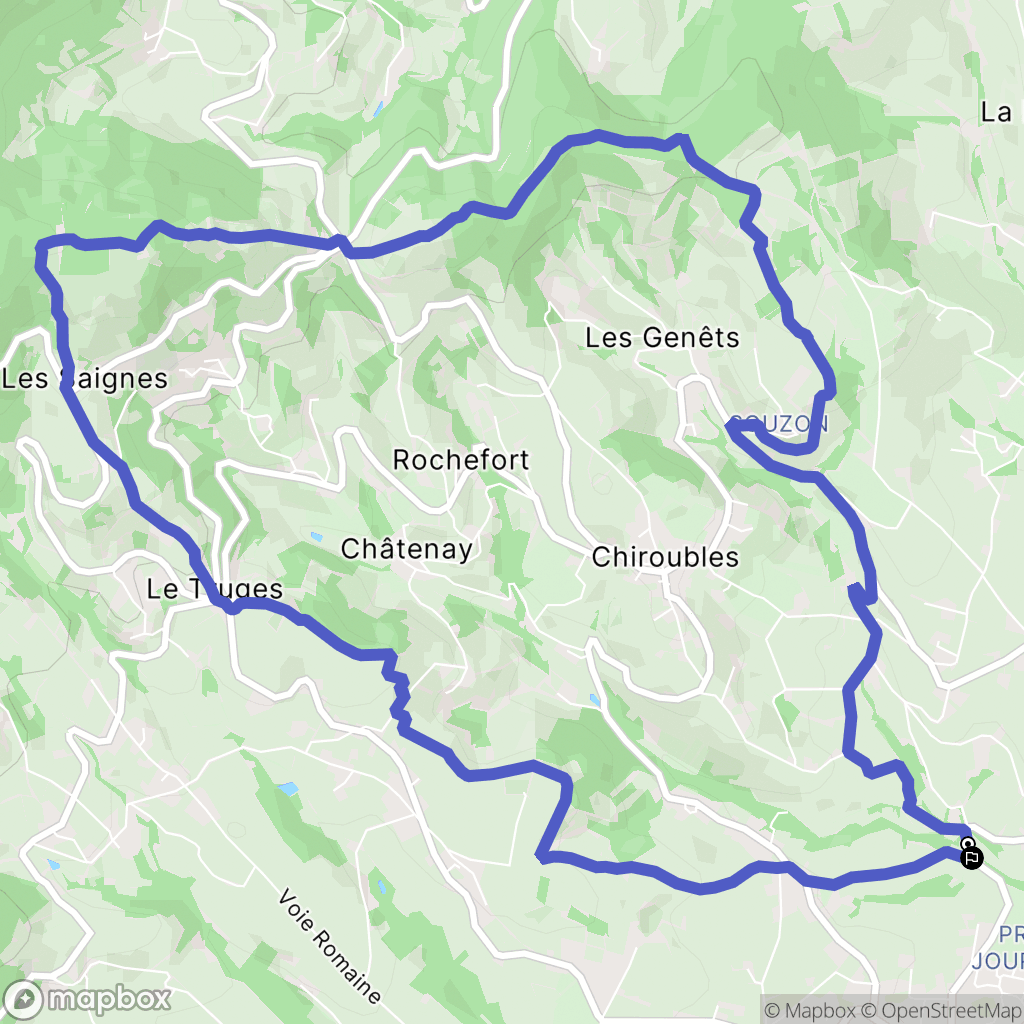 Villié-Morgon : carte du parcours de randonnée - France