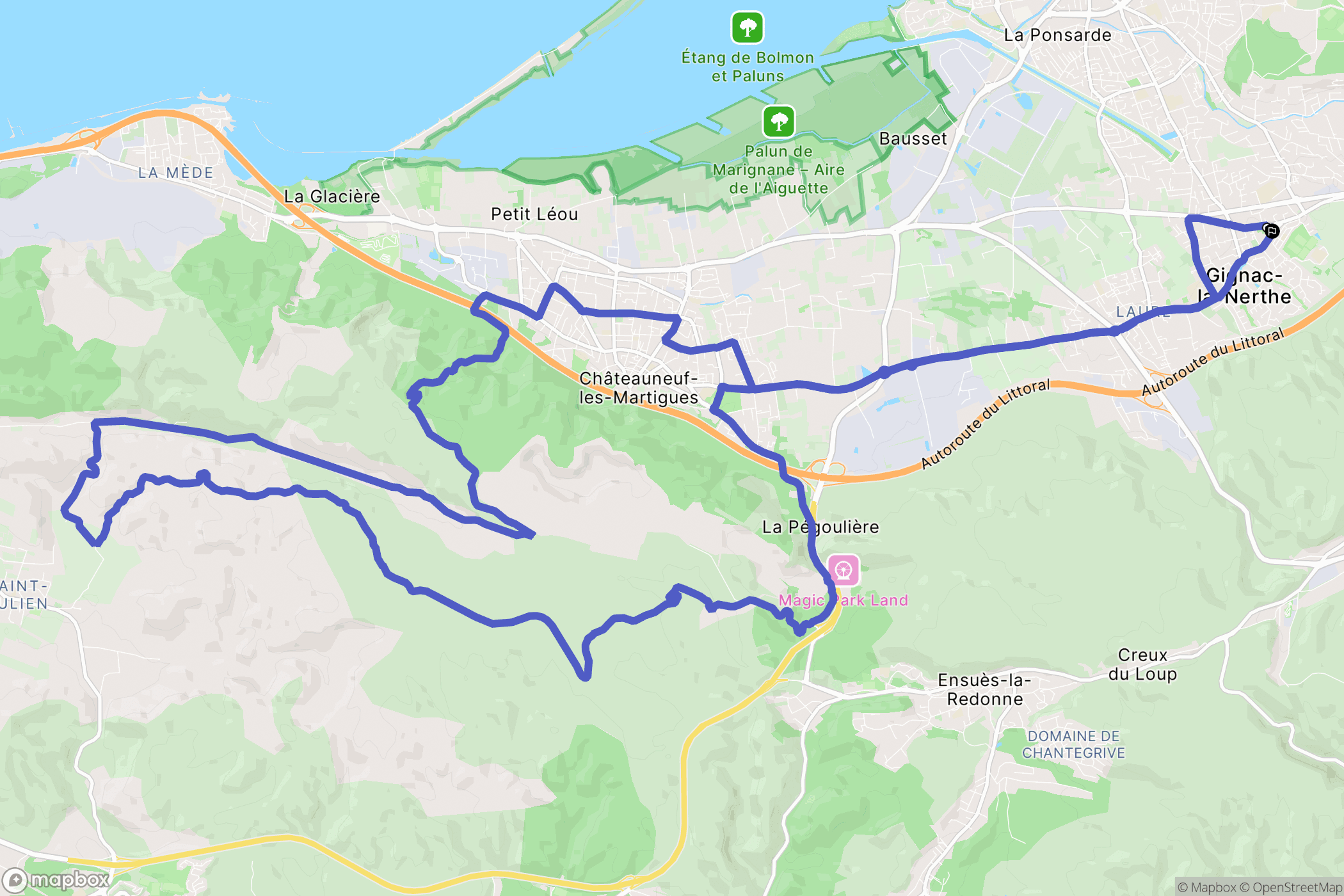 Gignac-la-Nerthe : carte du parcours de randonnée - France