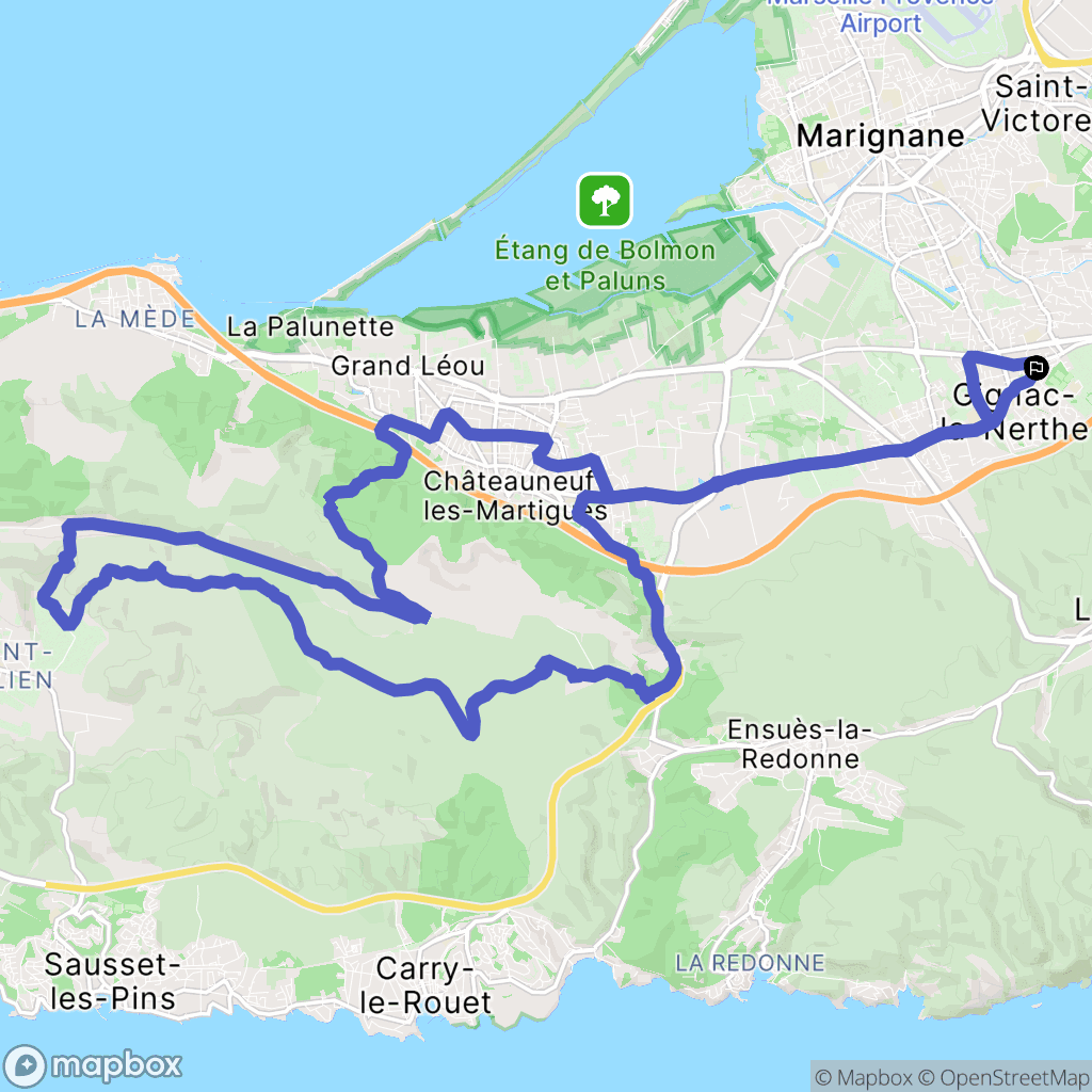 Gignac-la-Nerthe : carte du parcours de randonnée - France