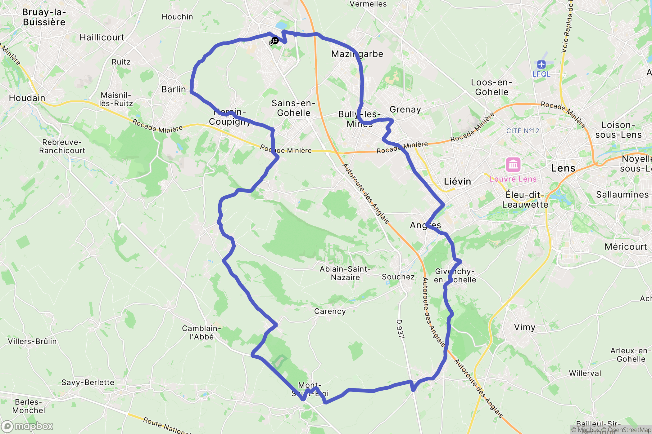 Nœux-les-Mines : carte du parcours de randonnée - France