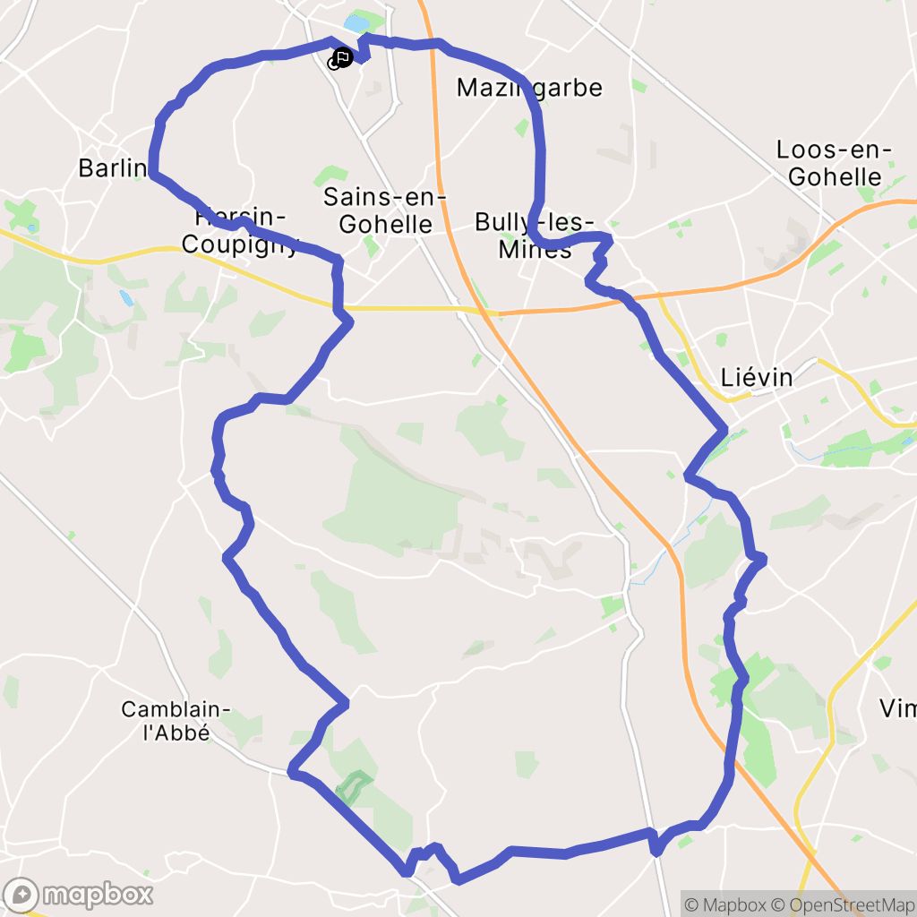 Nœux-les-Mines : carte du parcours de randonnée - France