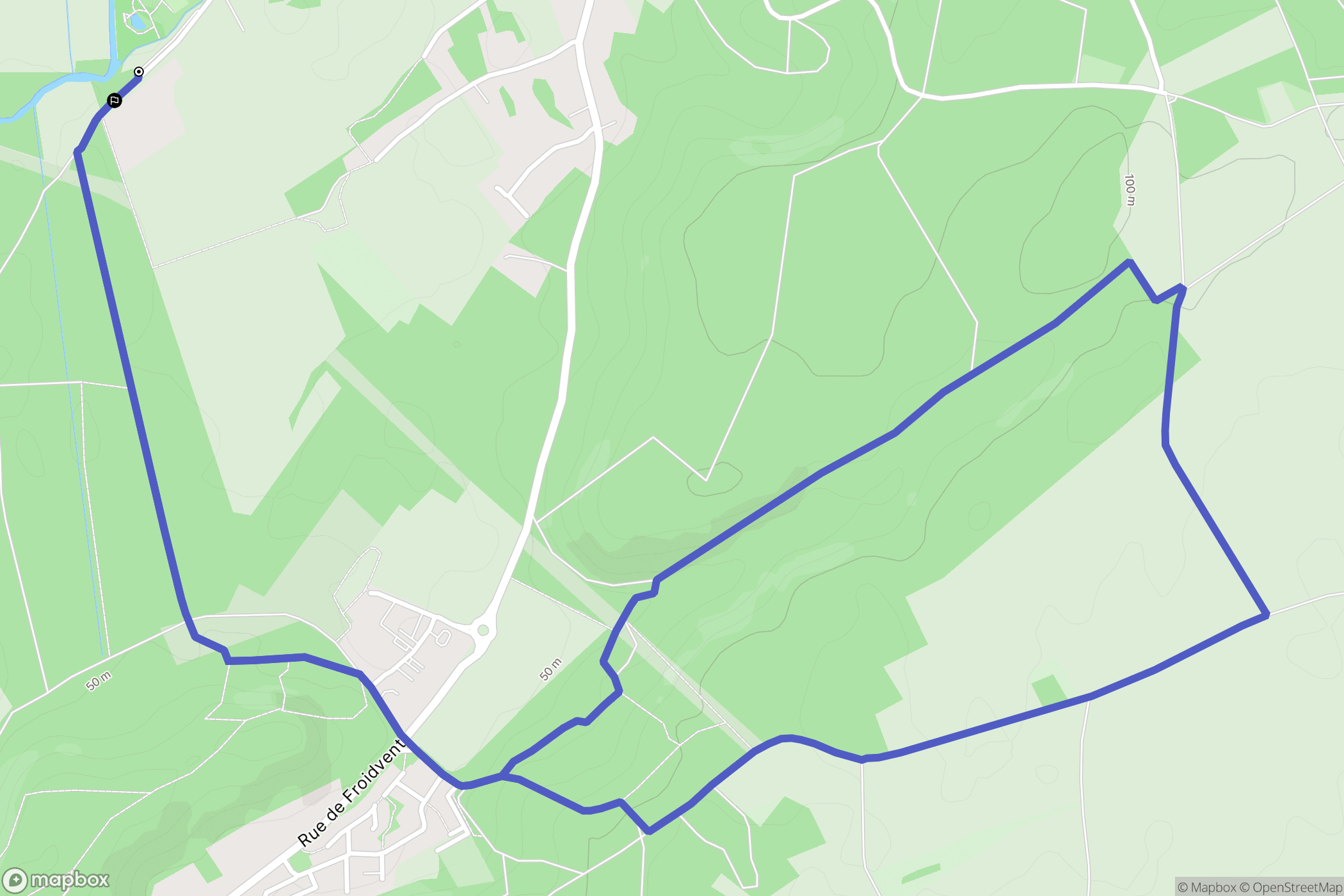 Mogneville : carte du parcours de randonnée - France