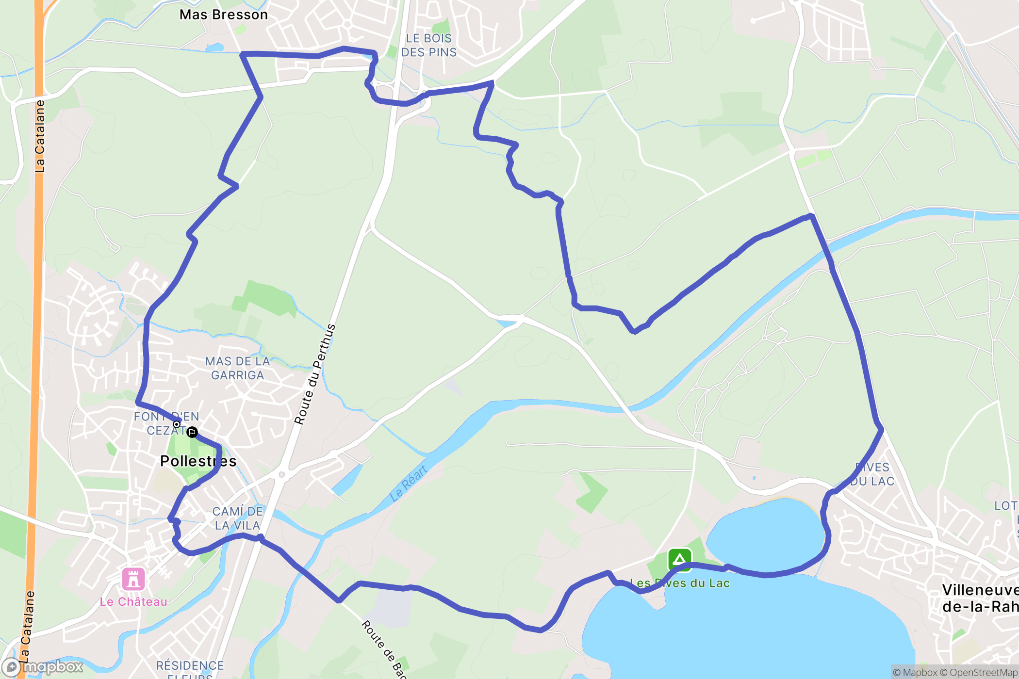 Pollestres : carte du parcours de randonnée - France
