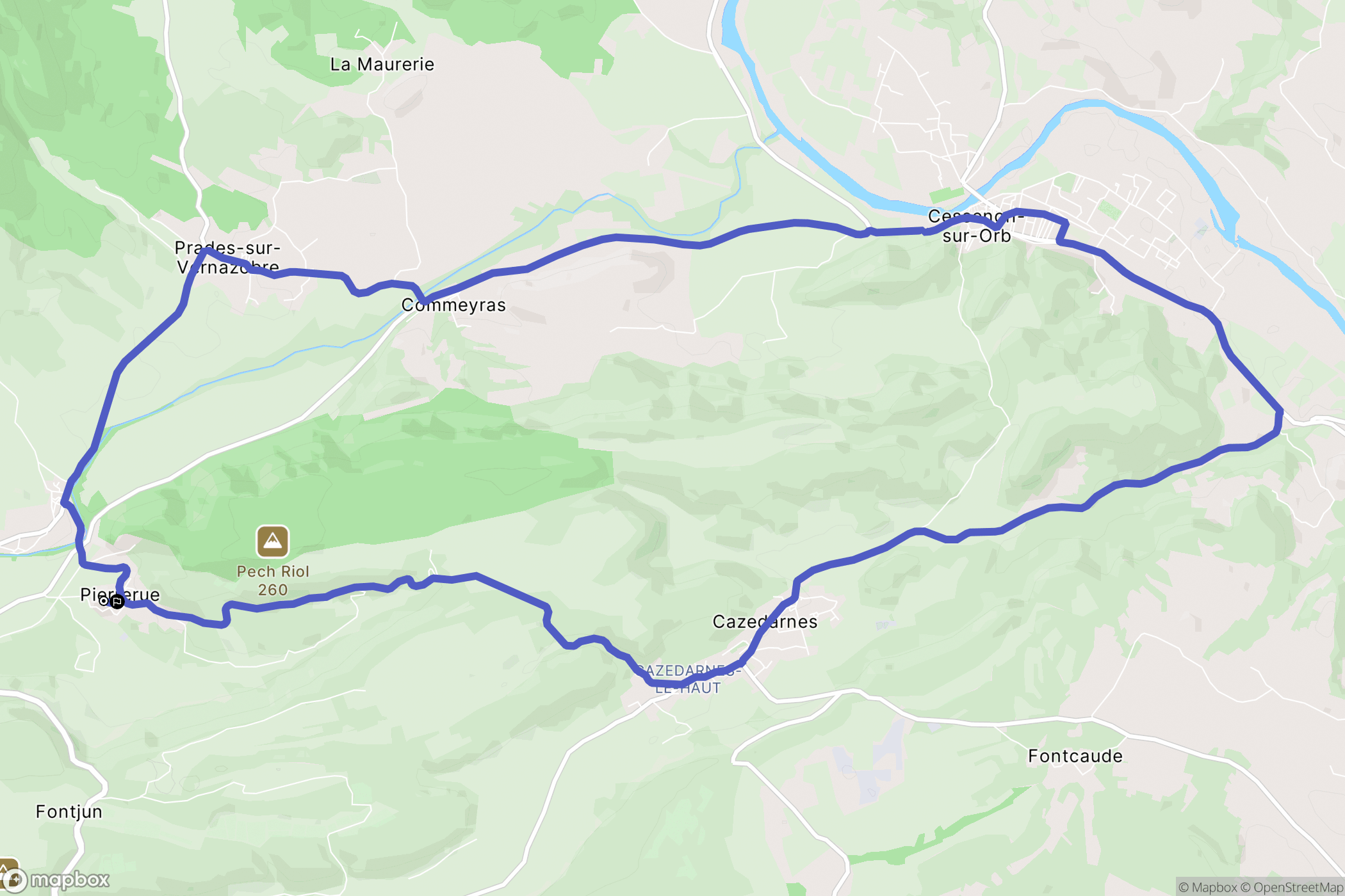 Pierrerue : carte du parcours de randonnée - France