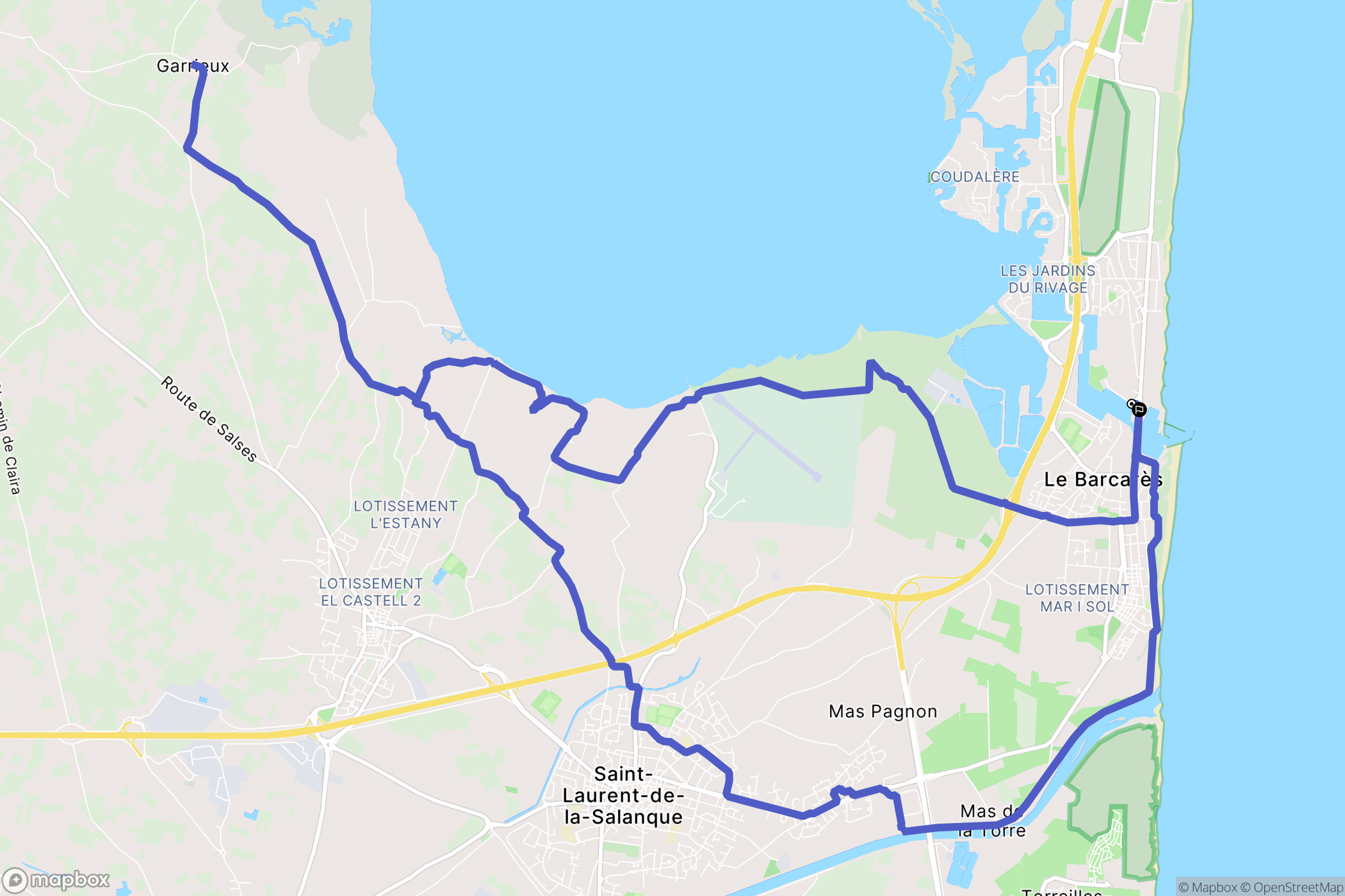 Le Barcarès : carte du parcours de randonnée - France
