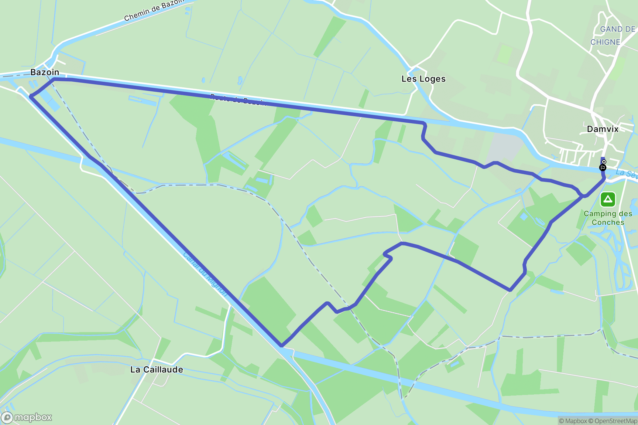 Damvix : carte du parcours de randonnée - France