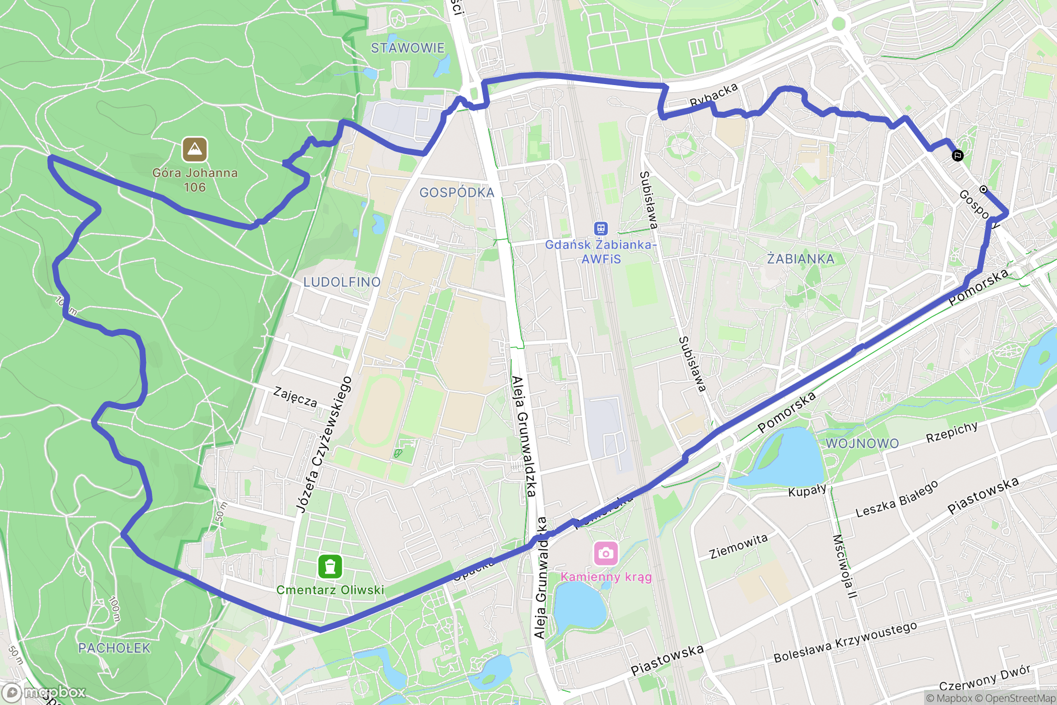 Gdańsk: mapa trasy - Poland