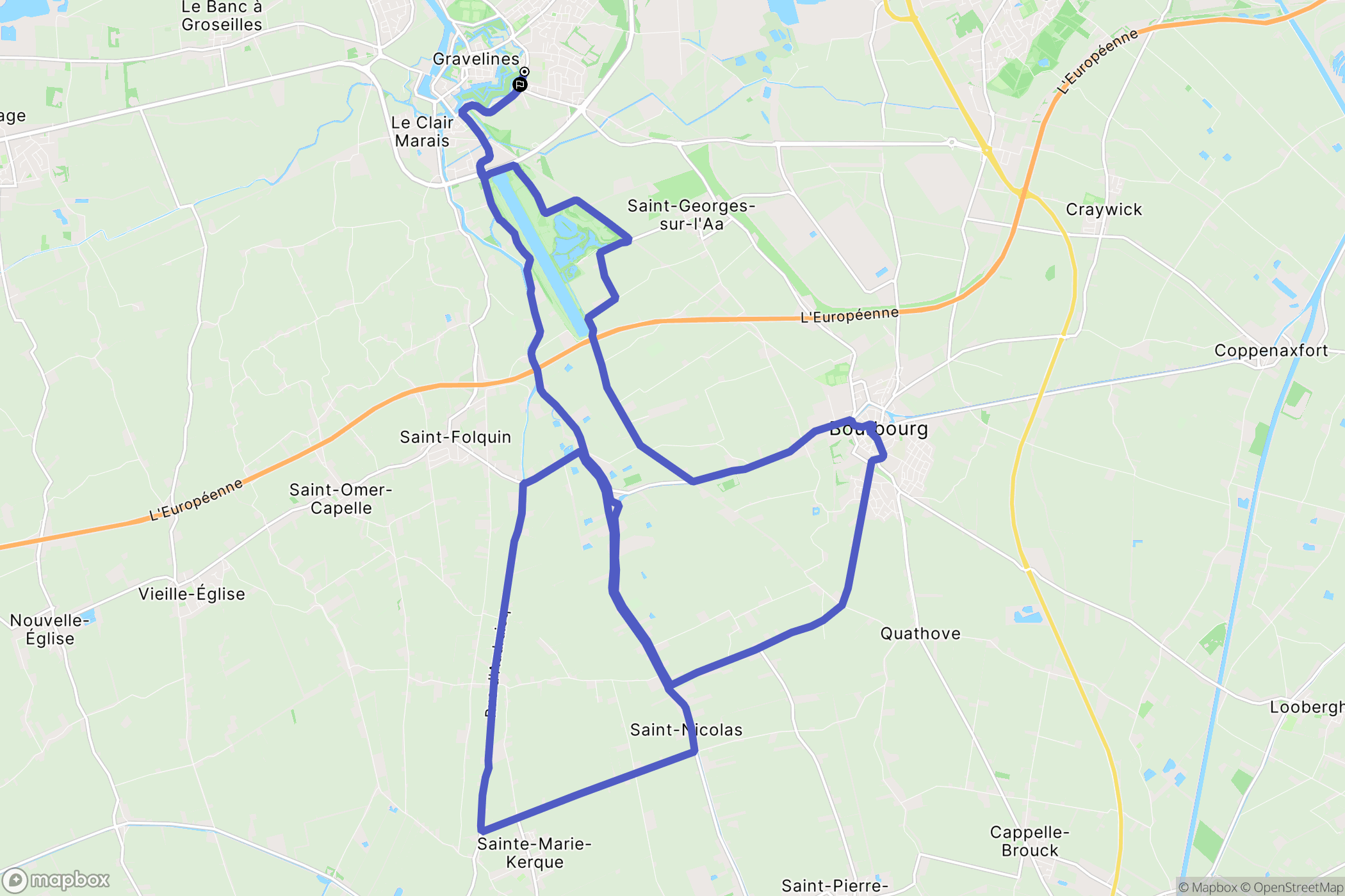 Gravelines : carte du parcours de randonnée - France