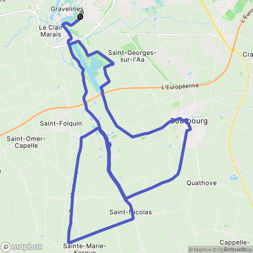 Gravelines : carte du parcours de randonnée - France