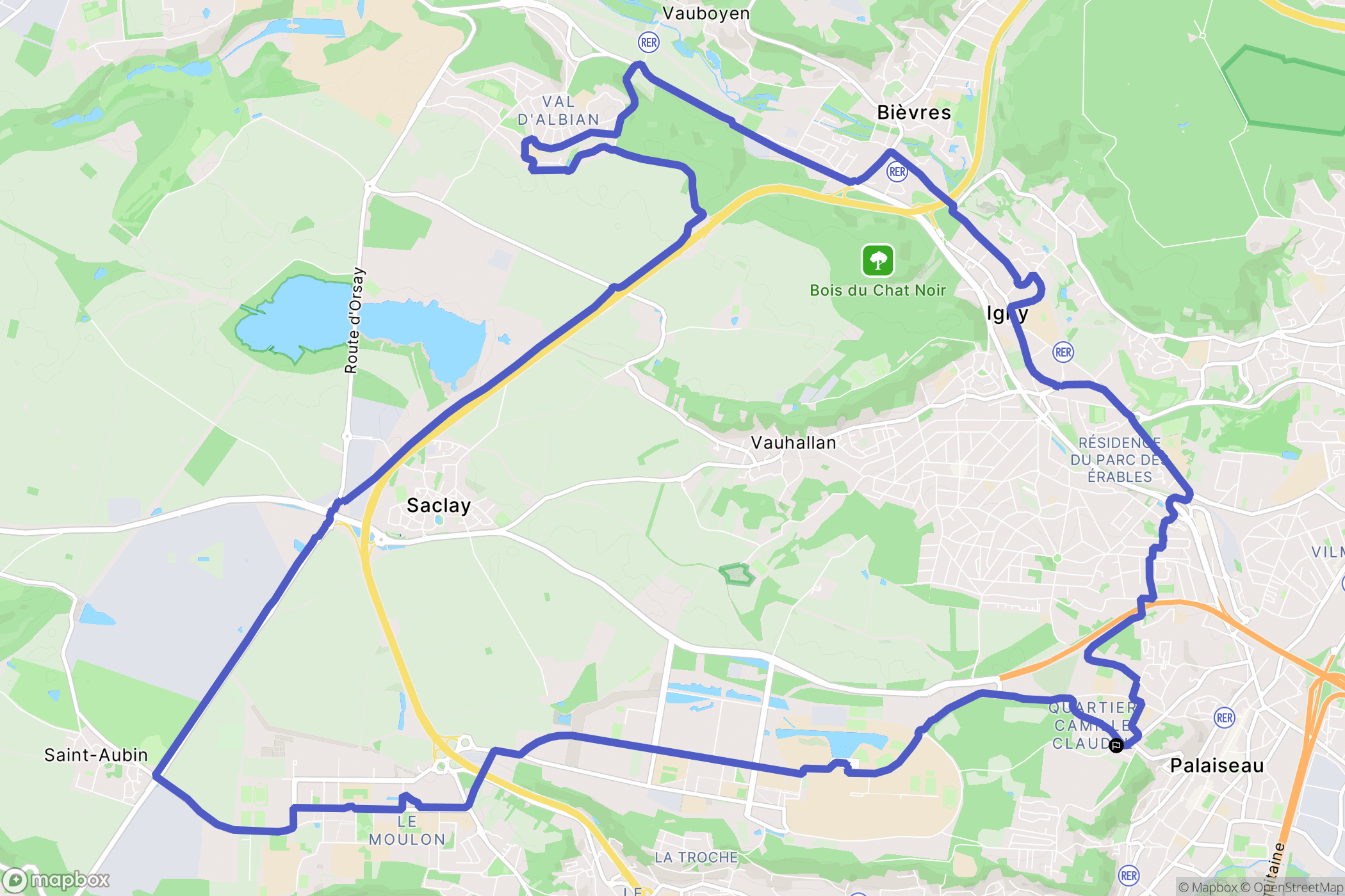 Palaiseau : carte du parcours de randonnée - France