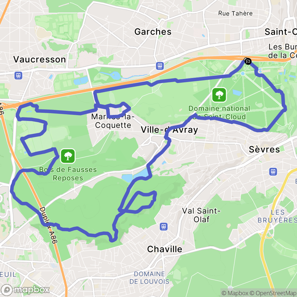 Saint-Cloud : carte du parcours de randonnée - France