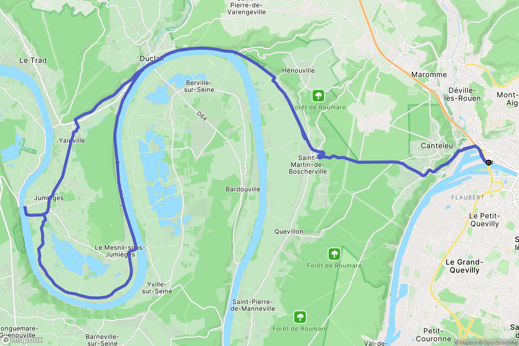 Rouen : carte du parcours de randonnée - France