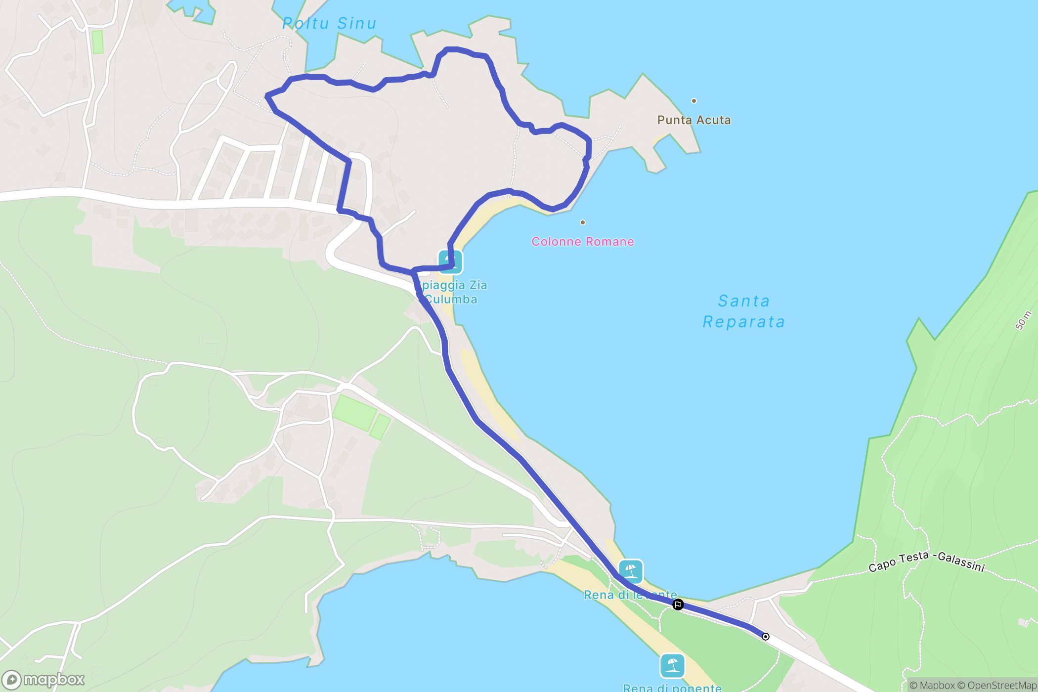 Santa Reparata : carte du parcours de randonnée - Italy