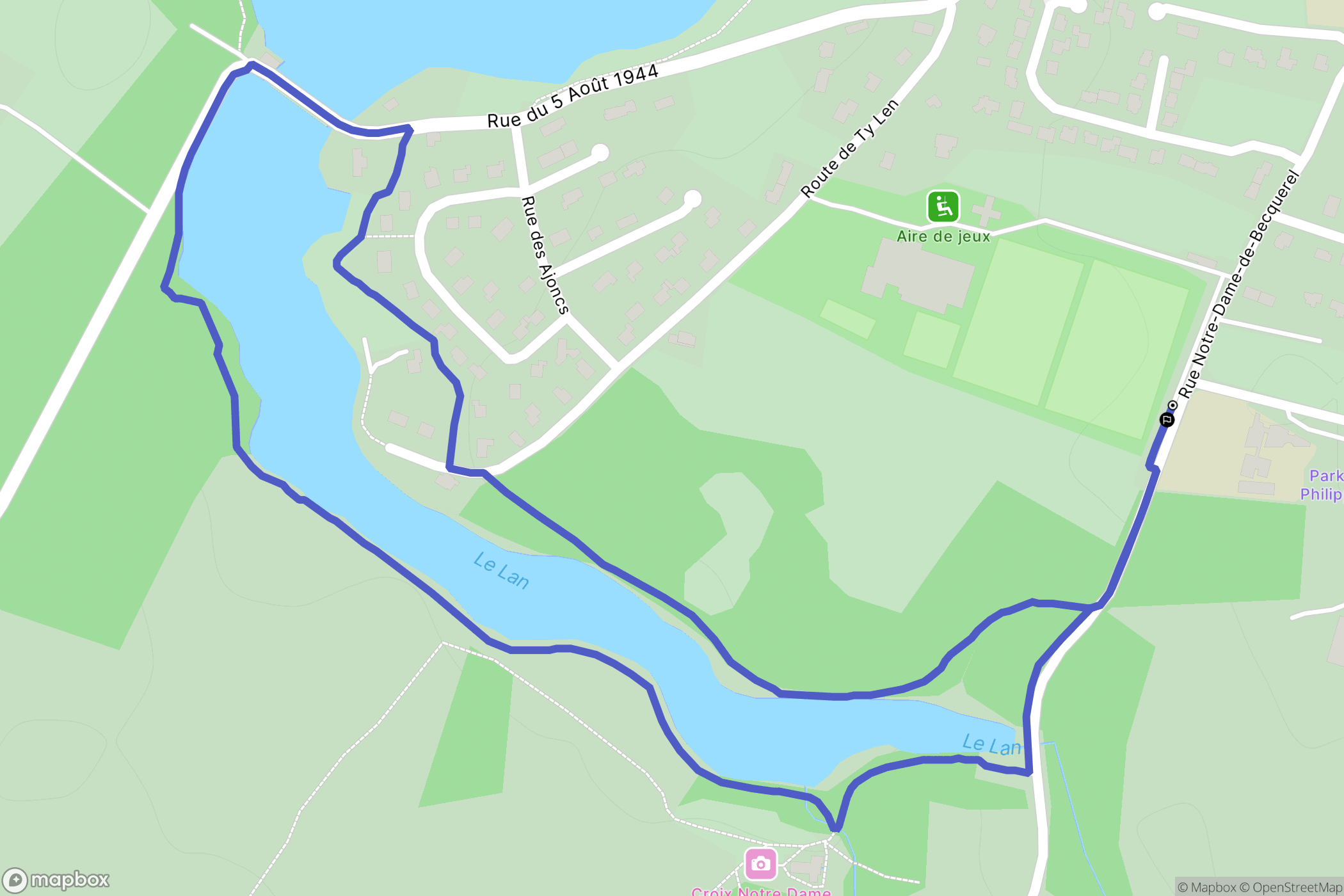 Plougoumelen : carte du parcours de randonnée - France