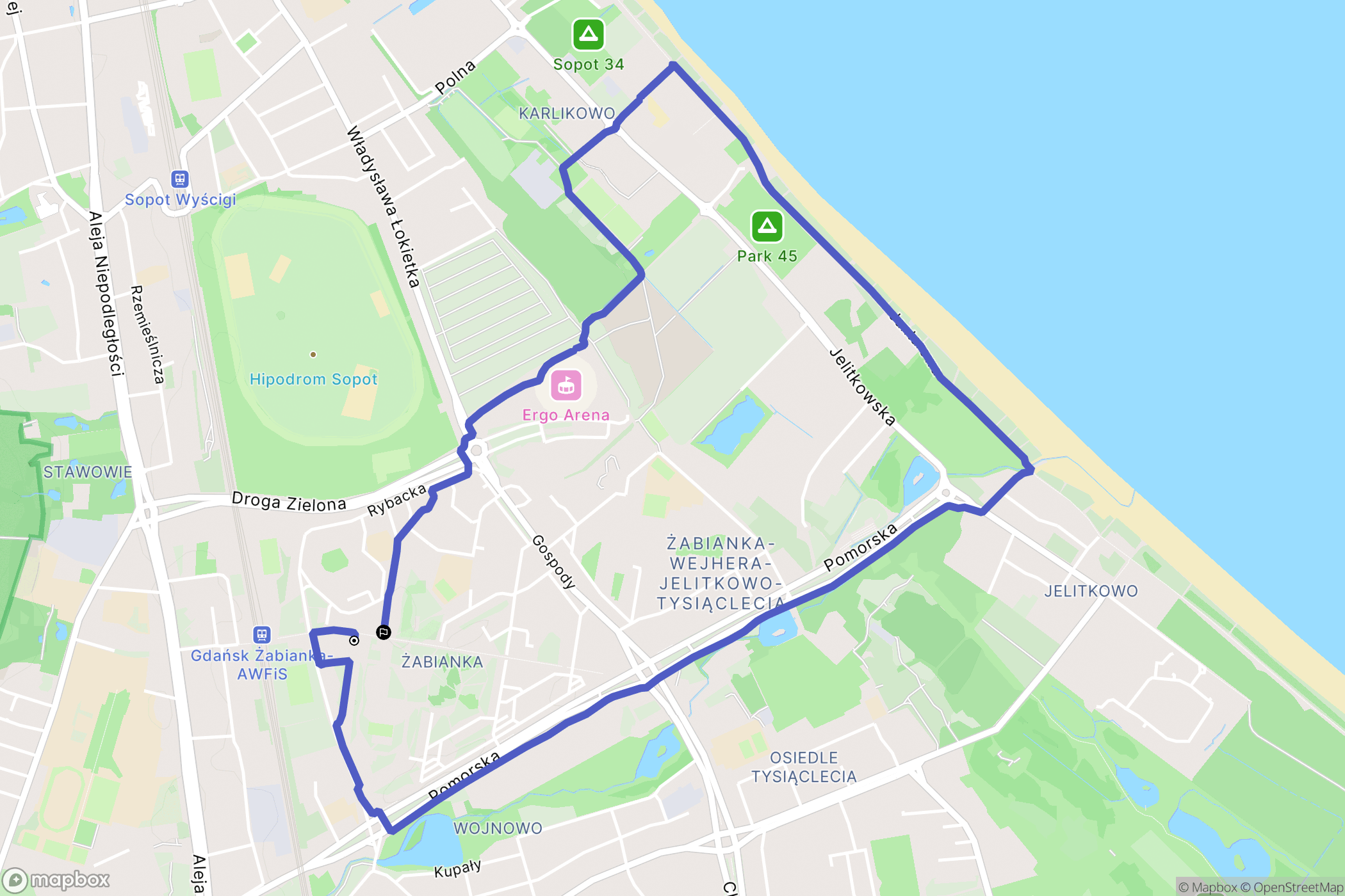 Gdańsk: mapa trasy - Poland