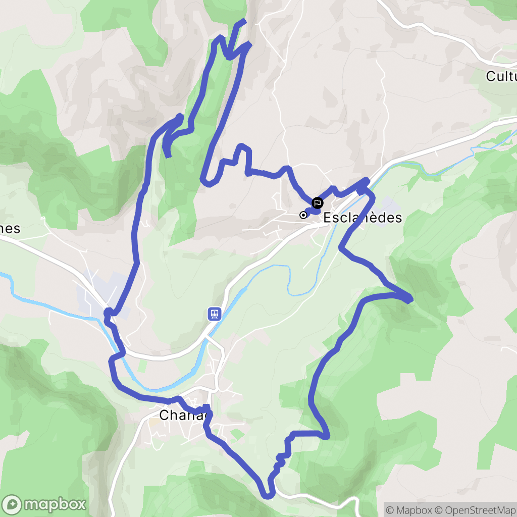 Esclanèdes : carte du parcours de randonnée - France