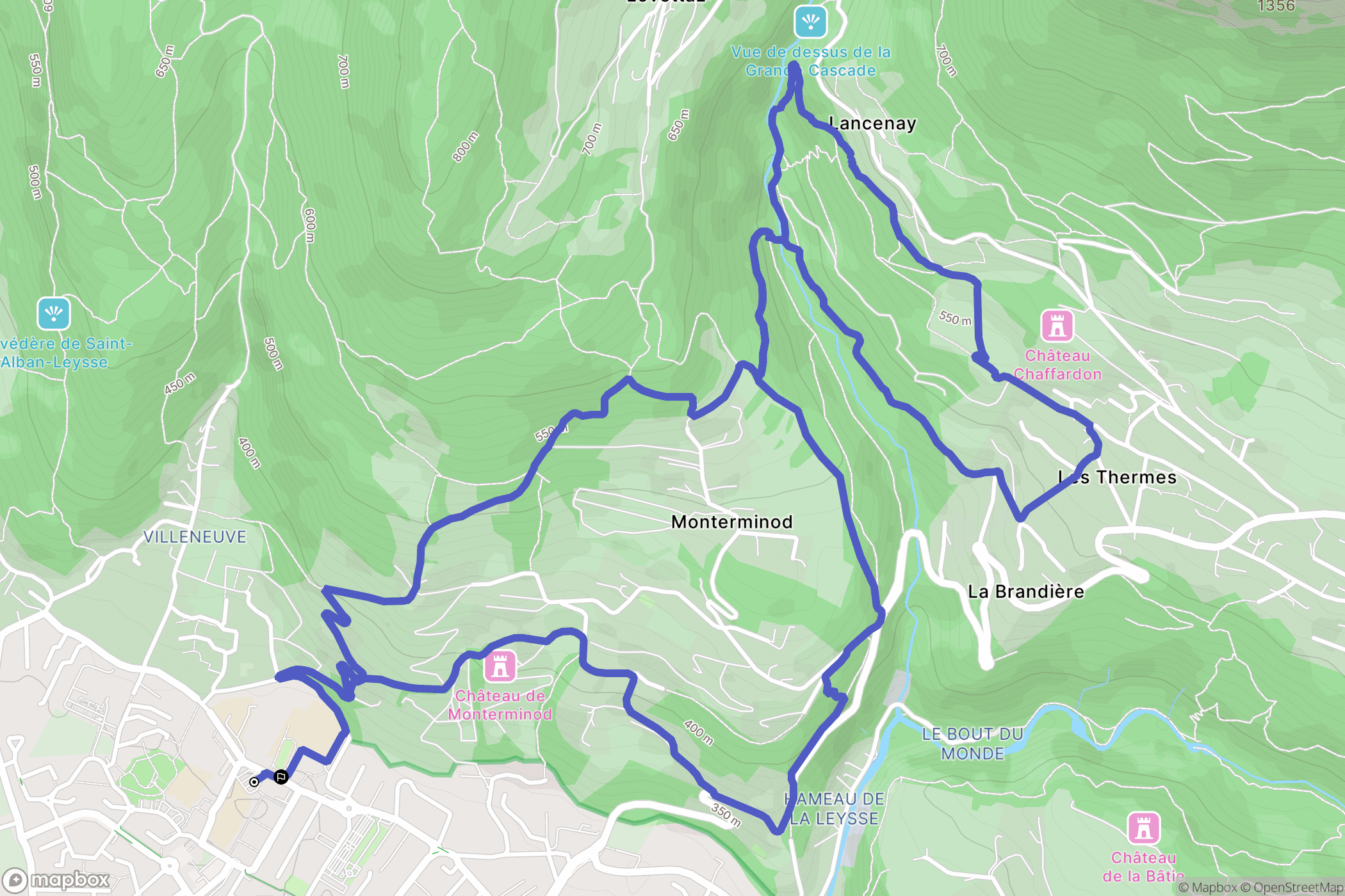Saint-Alban-Leysse : carte du parcours de randonnée - France