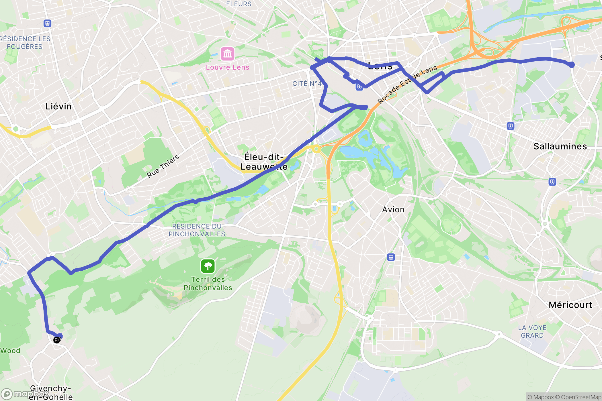 Givenchy-en-Gohelle : carte du parcours de randonnée - France