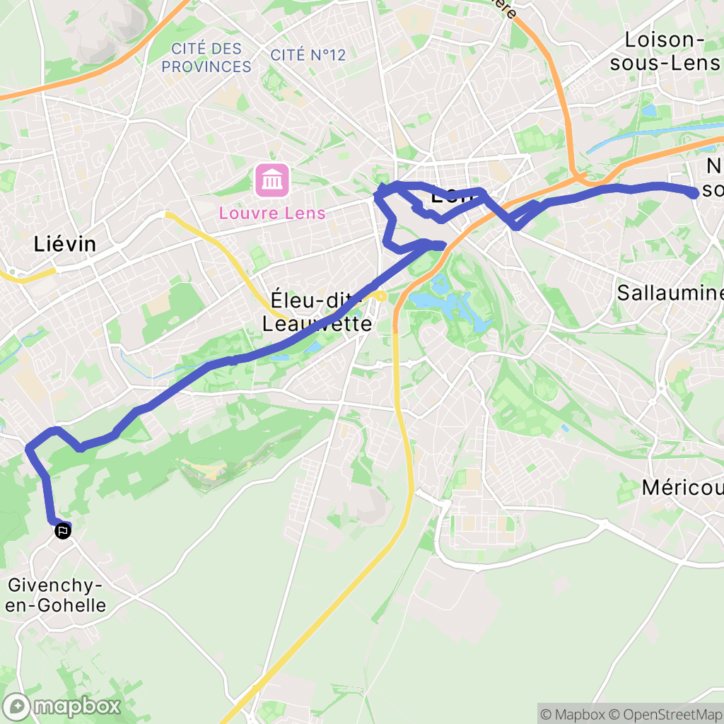 Givenchy-en-Gohelle : carte du parcours de randonnée - France