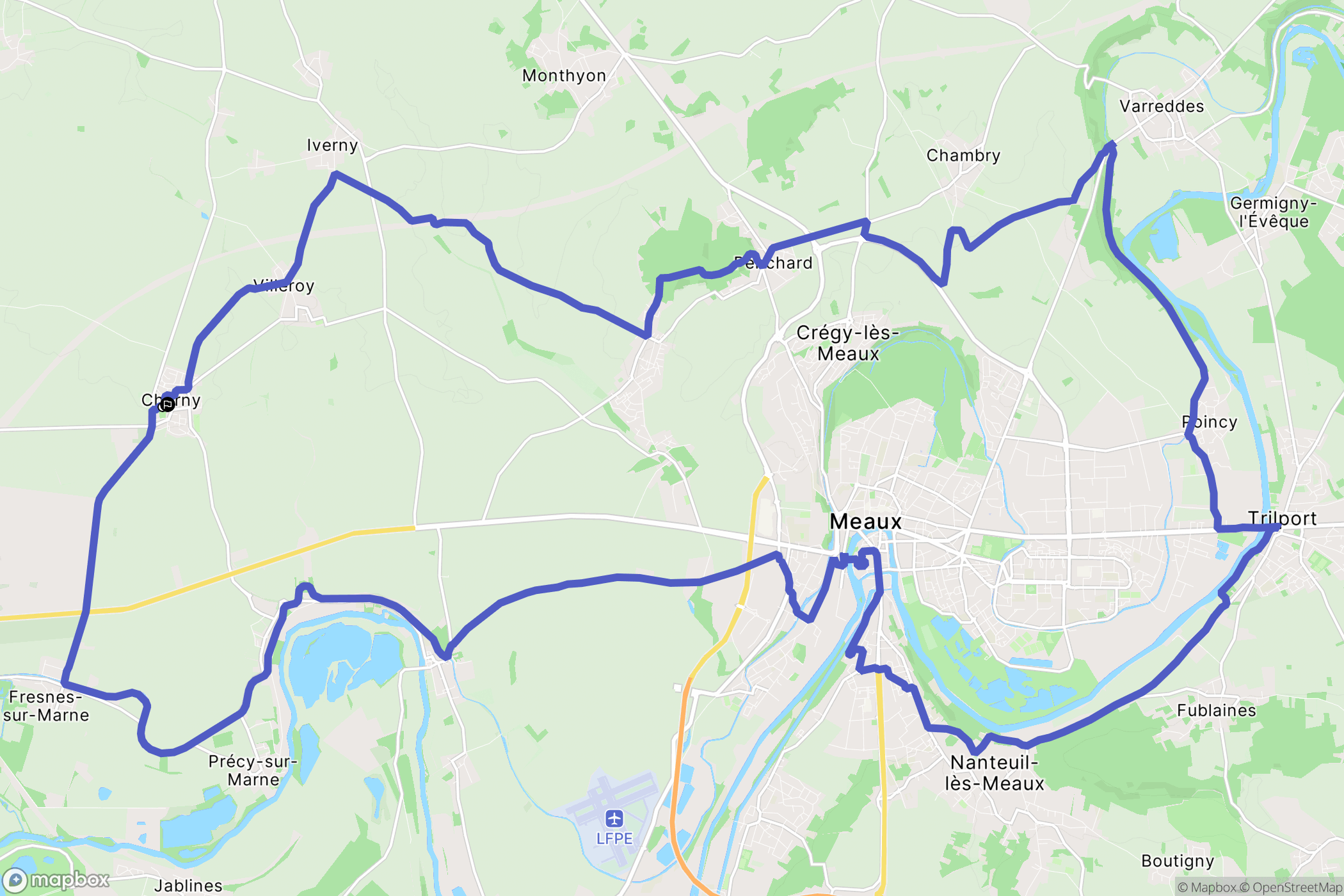 Charny : carte du parcours de randonnée - France