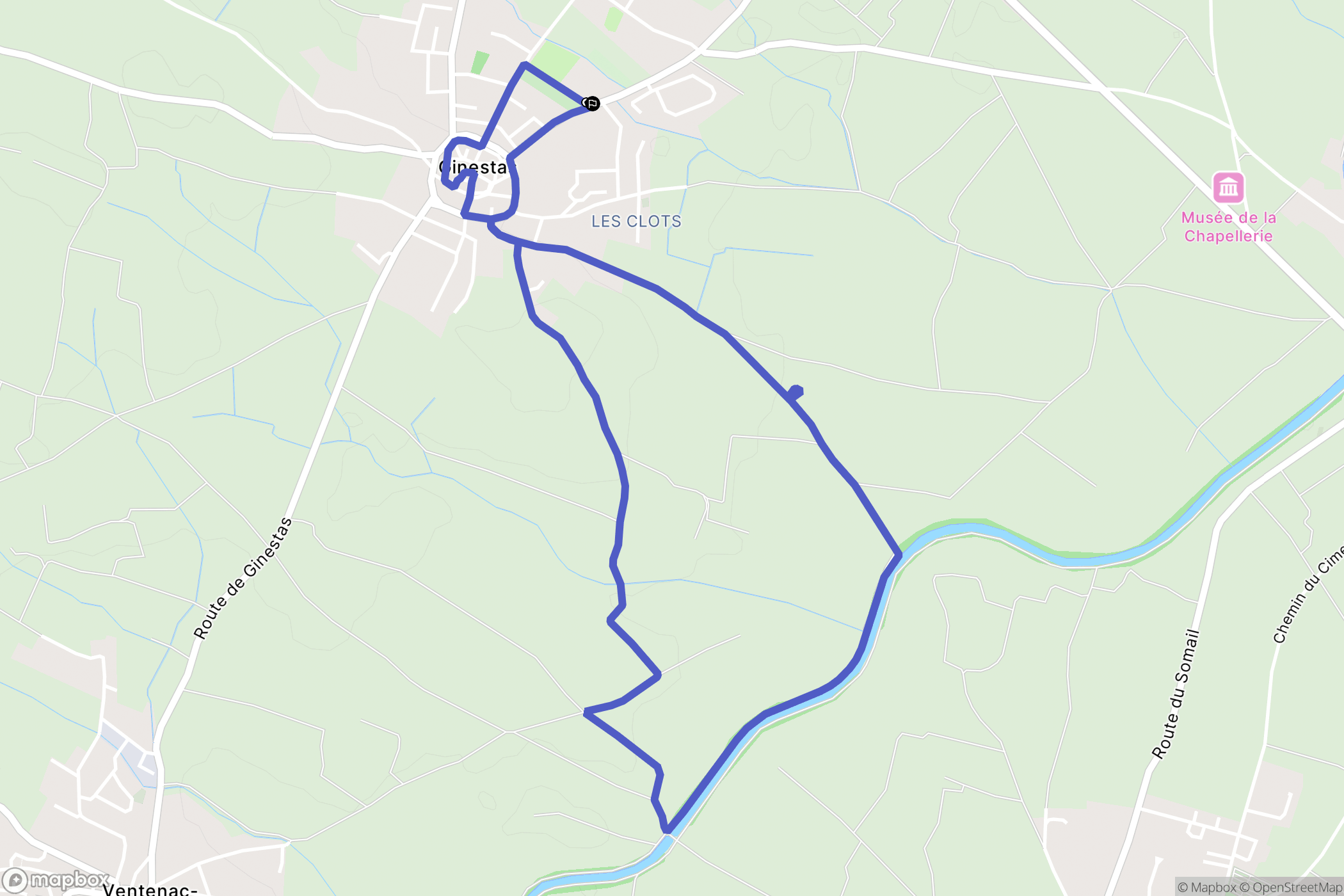 Ginestas : carte du parcours de randonnée - France