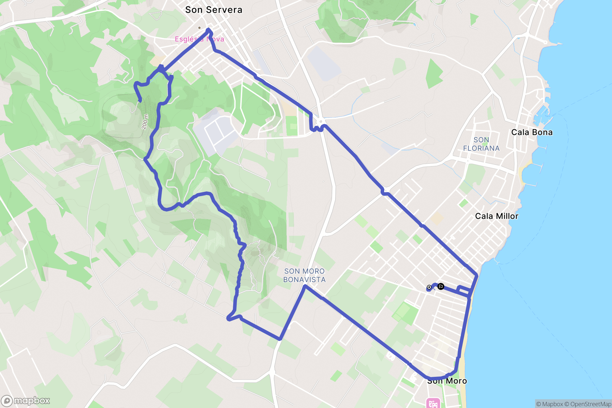 Cala Millor : carte du parcours de randonnée - Spain