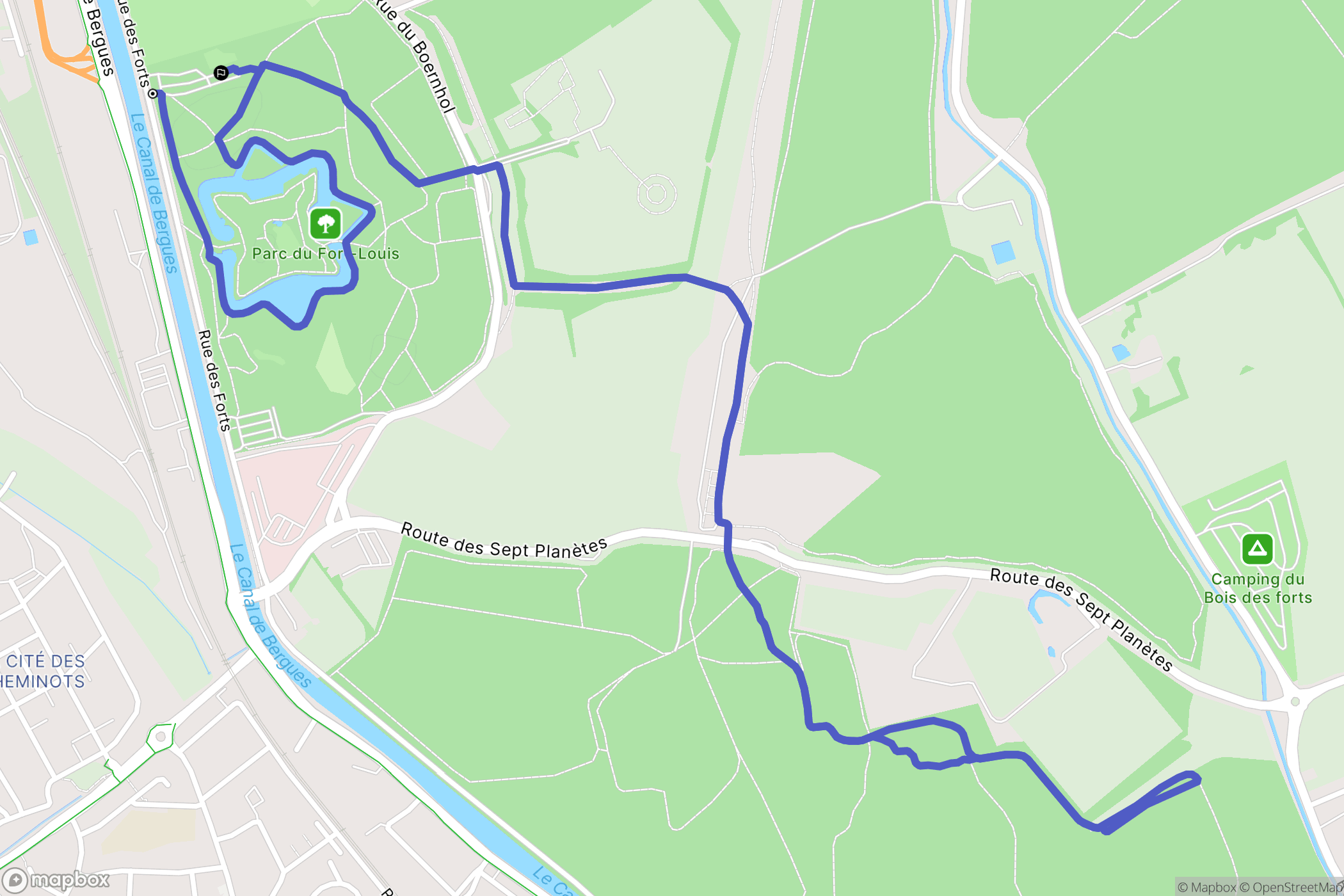 Coudekerque-Branche : carte du parcours de randonnée - France