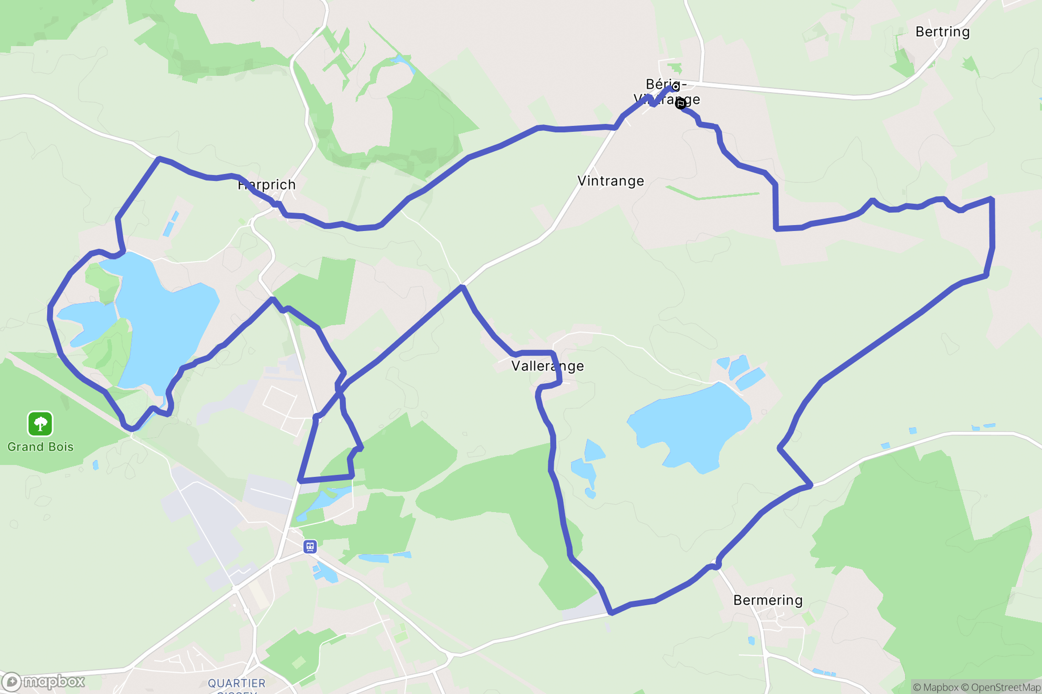 Bérig-Vintrange : carte du parcours de randonnée - France