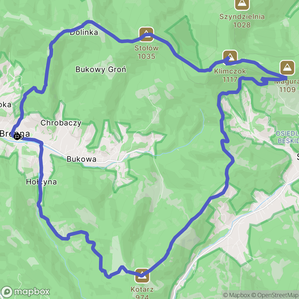 Brenna: mapa trasy - Poland