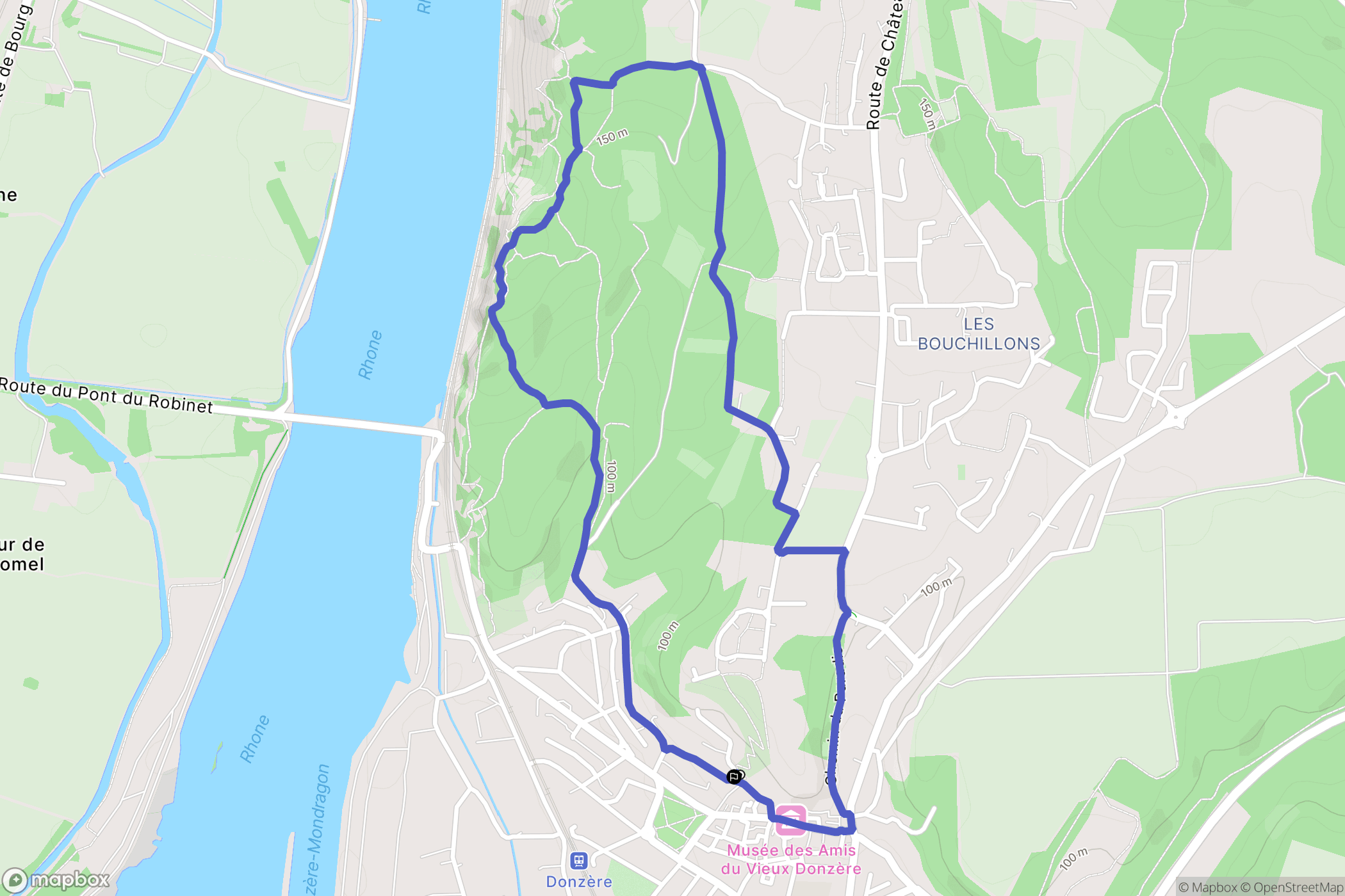 Donzère : carte du parcours de randonnée - France