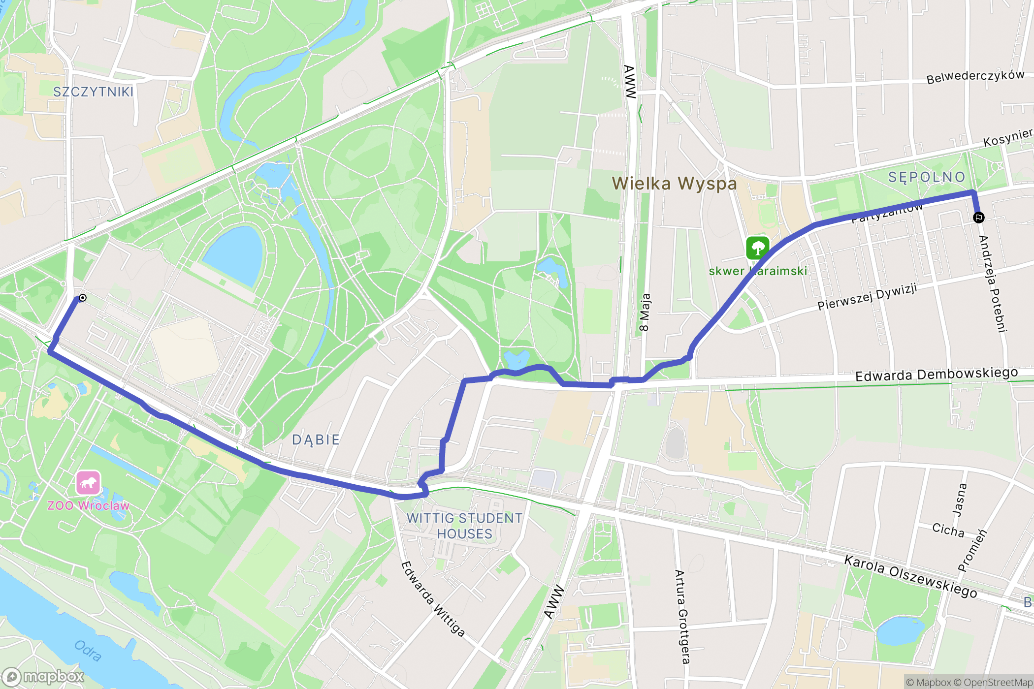 Wrocław: mapa trasy - Poland
