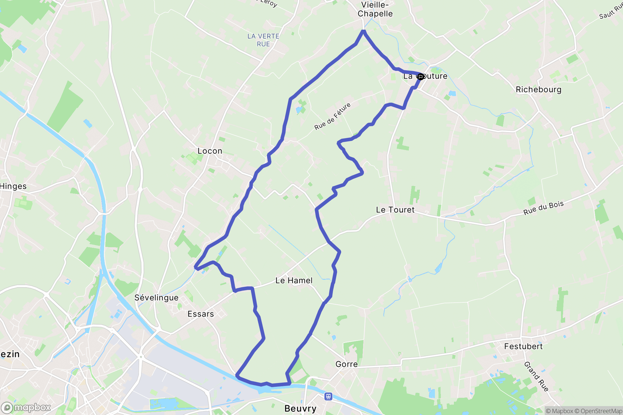 La Couture : carte du parcours de randonnée - France