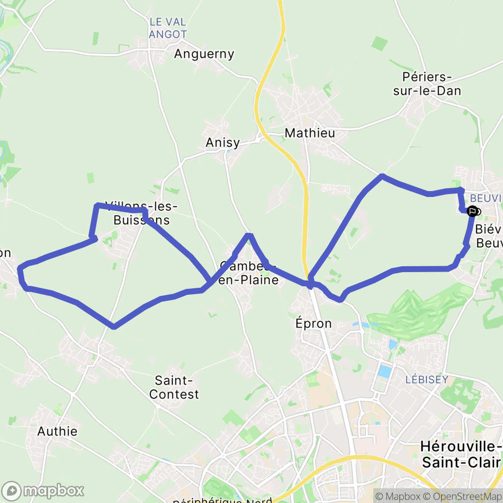 Biéville-Beuville : carte du parcours de randonnée - France