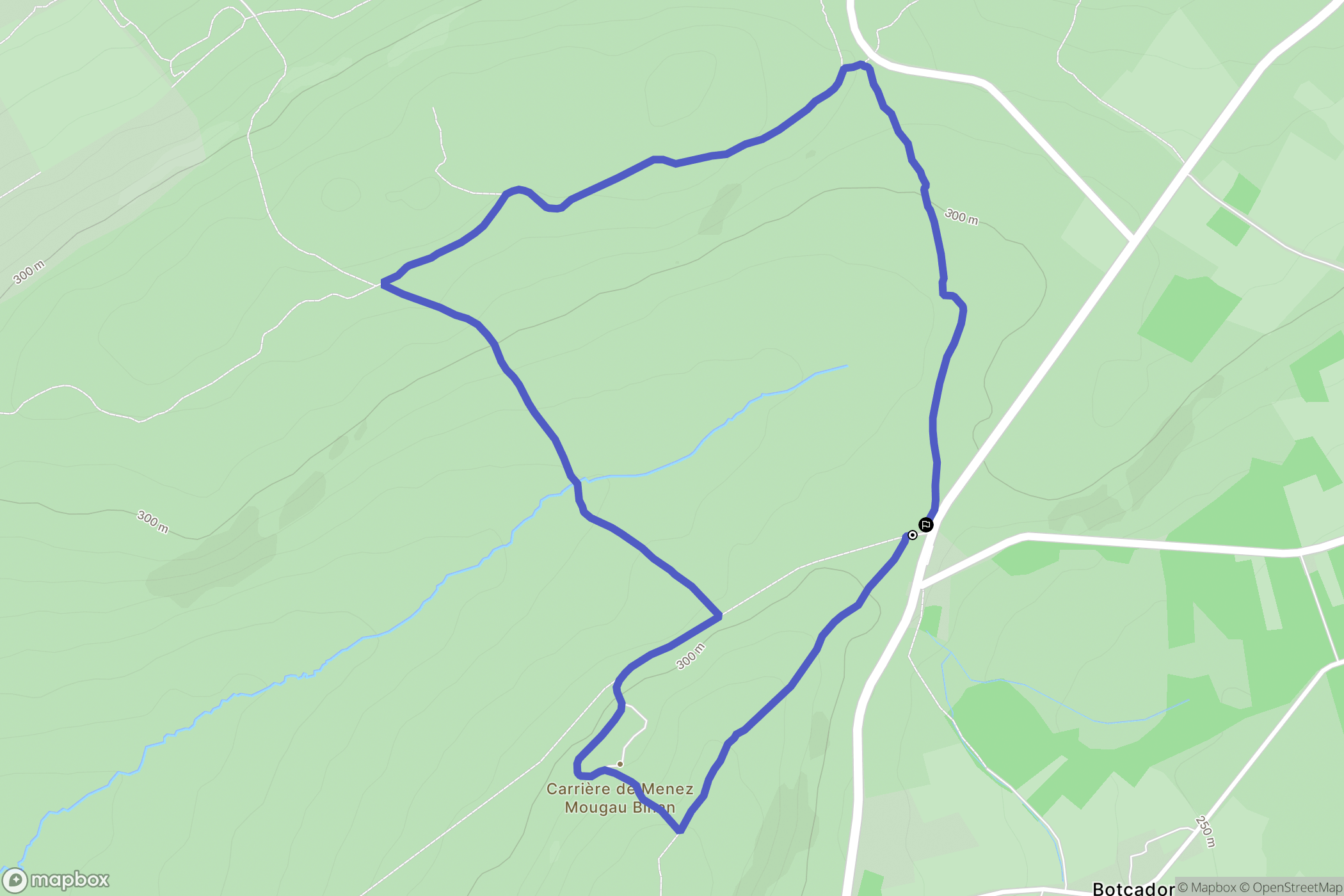 Botmeur : carte du parcours de randonnée - France