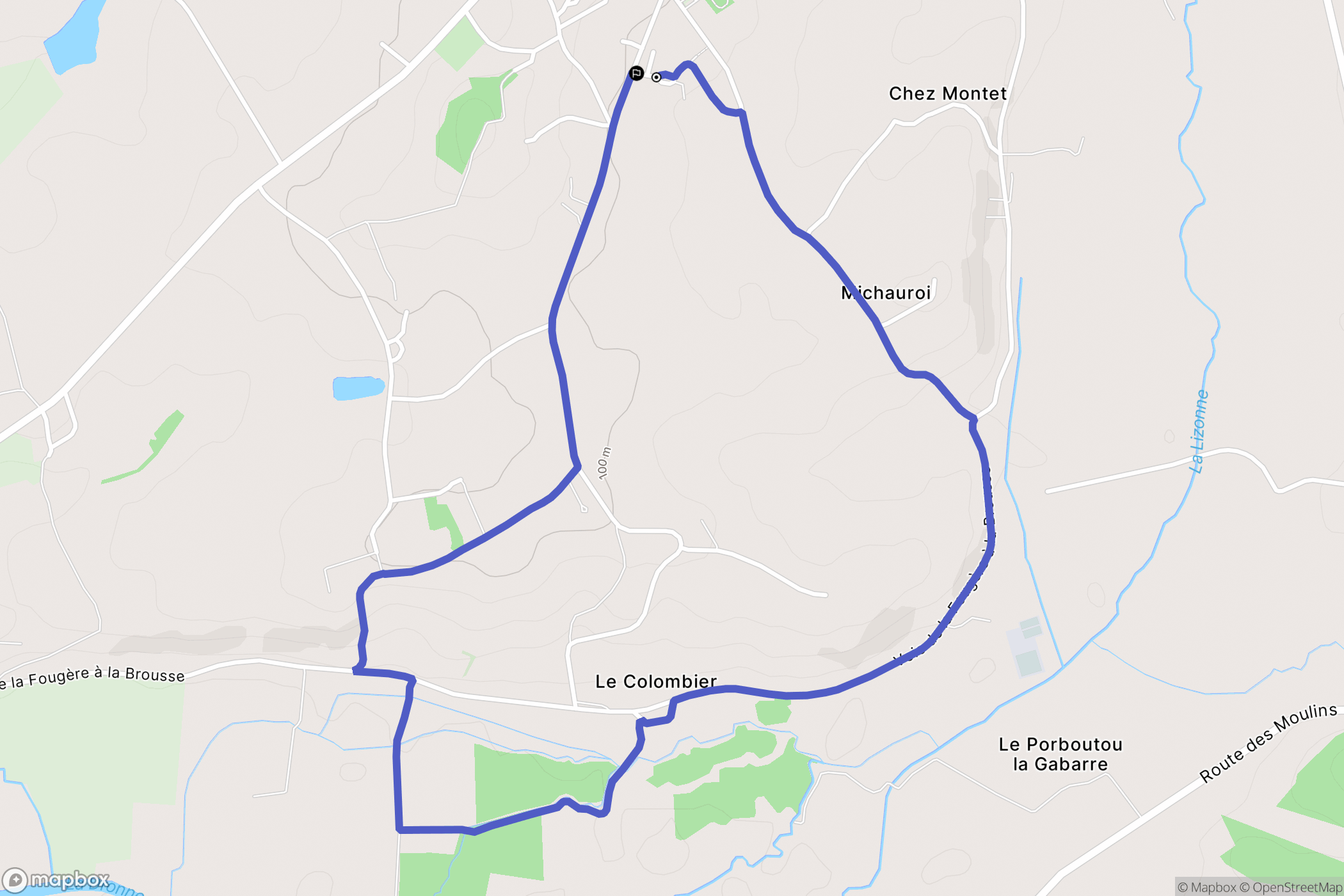Saint-Séverin : carte du parcours de randonnée - France