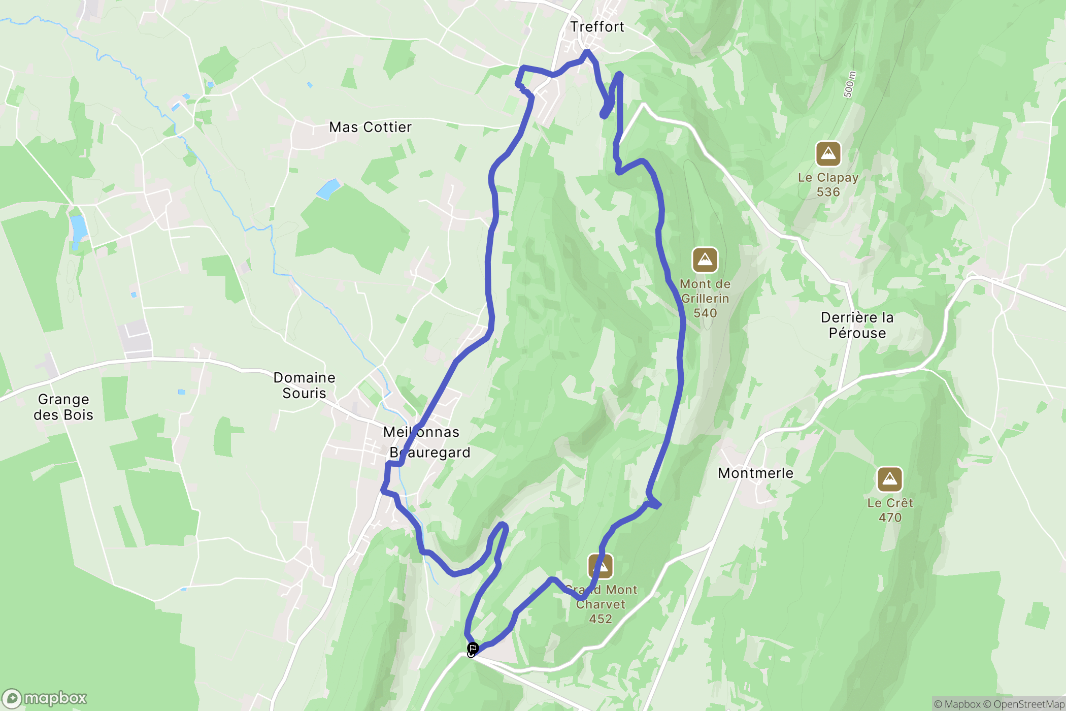 Meillonnas : carte du parcours de randonnée - France