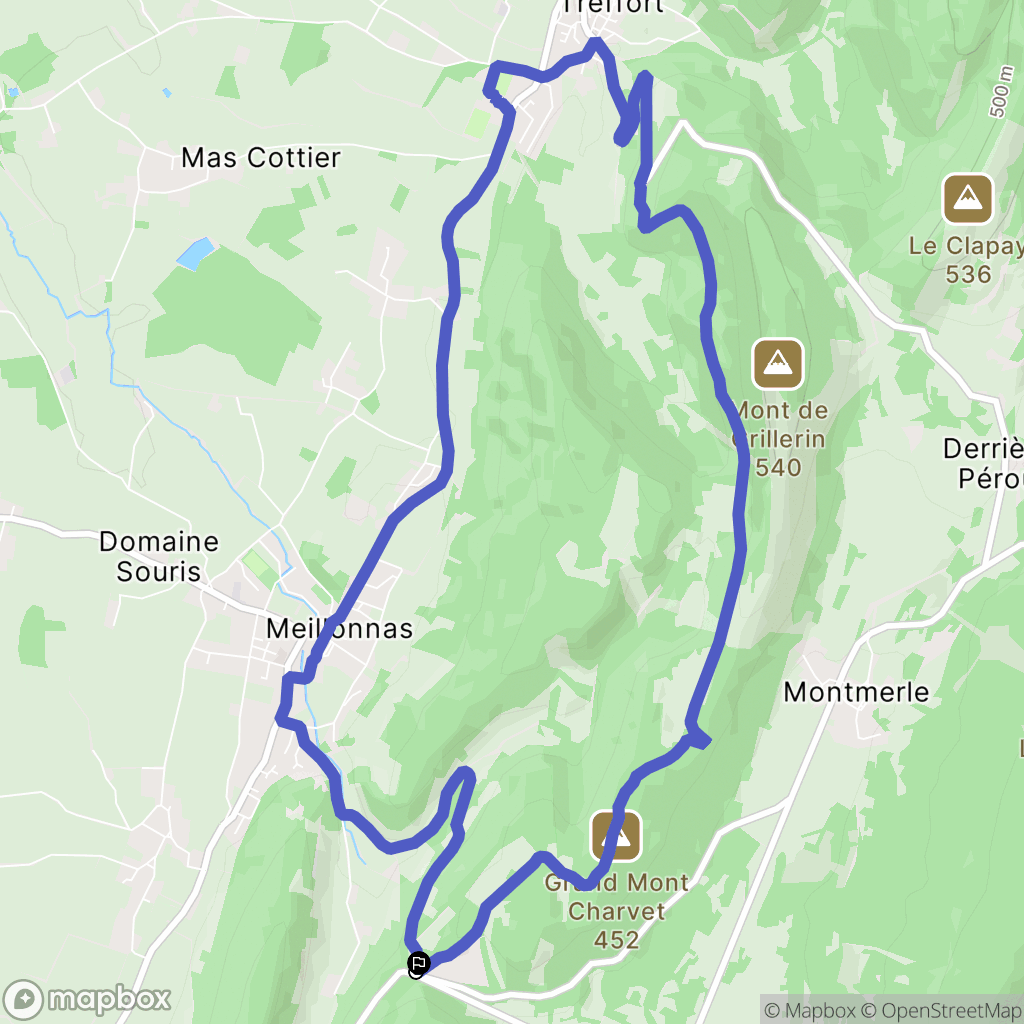 Meillonnas : carte du parcours de randonnée - France