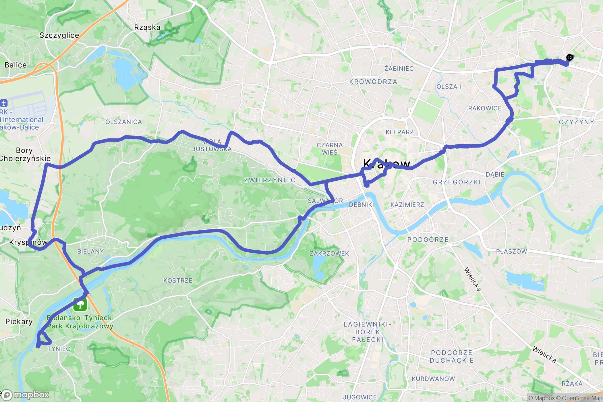 Kraków: mapa trasy - Poland