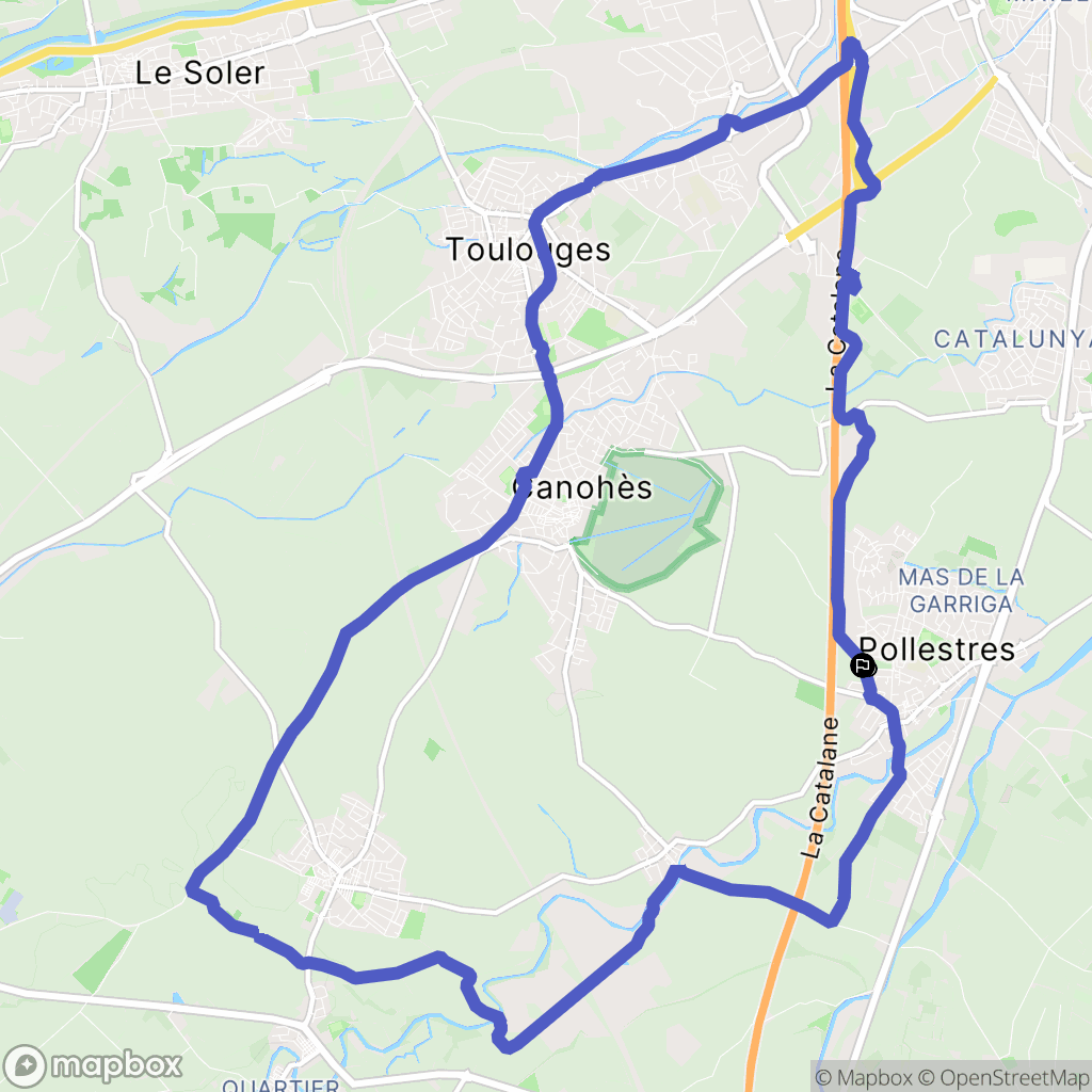 Pollestres : carte du parcours de randonnée - France