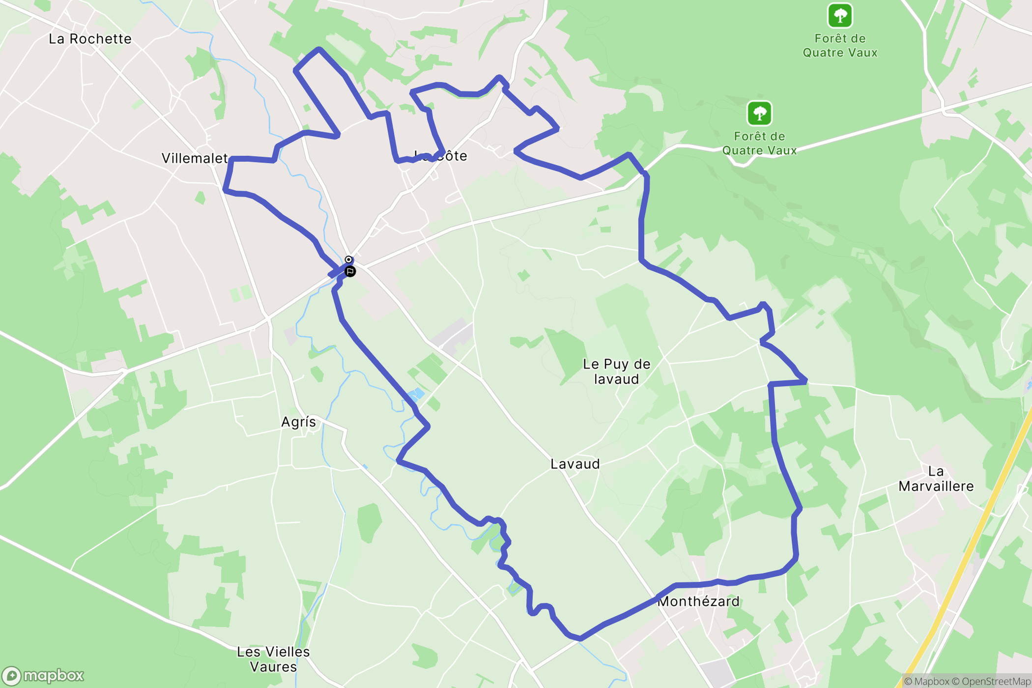 Agris : carte du parcours de randonnée - France