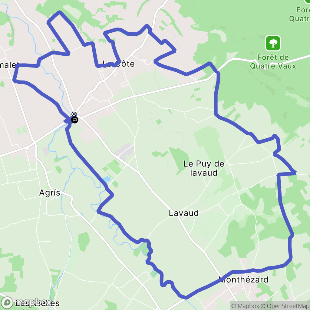 Agris : carte du parcours de randonnée - France