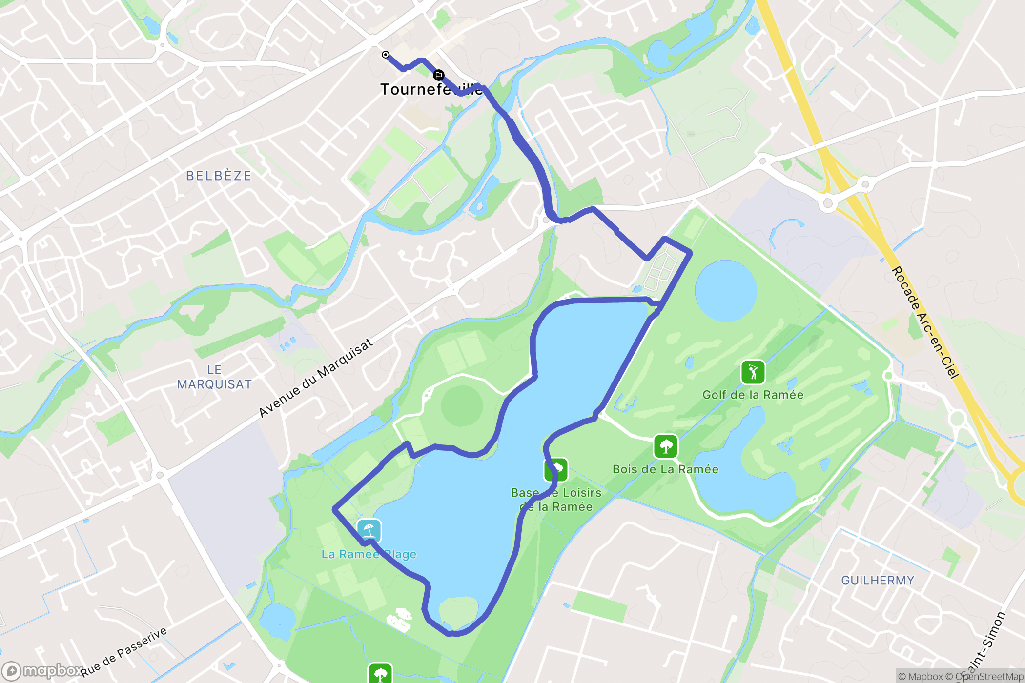 Tournefeuille : carte du parcours de randonnée - France