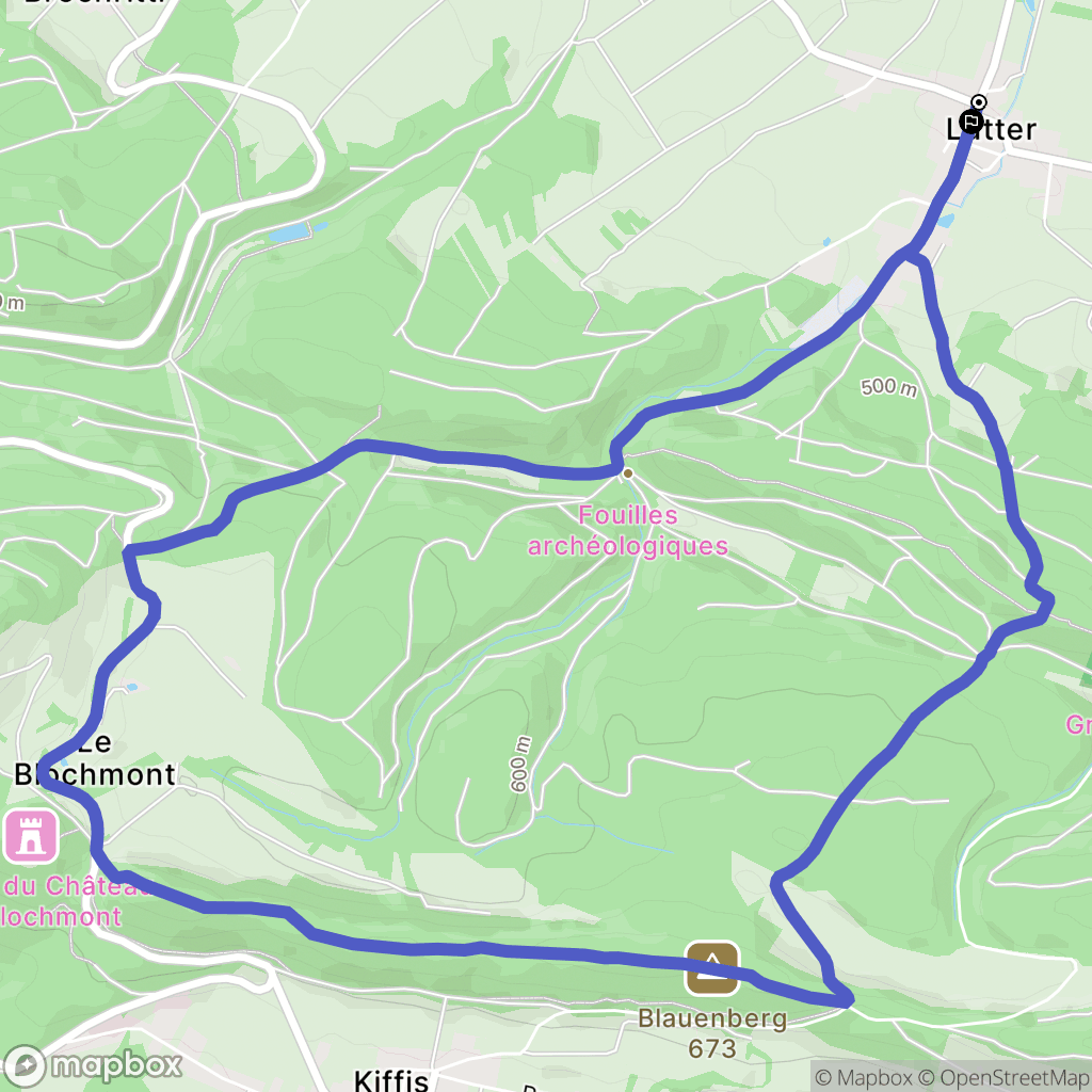 Lutter : carte du parcours de randonnée - France