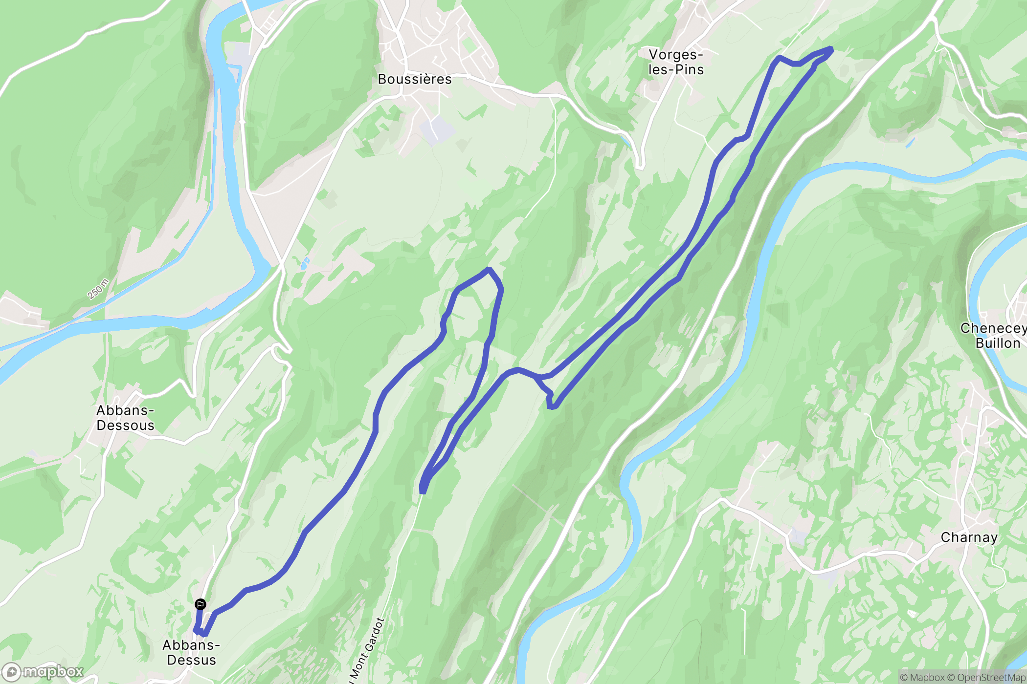 Abbans-Dessus : carte du parcours de randonnée - France