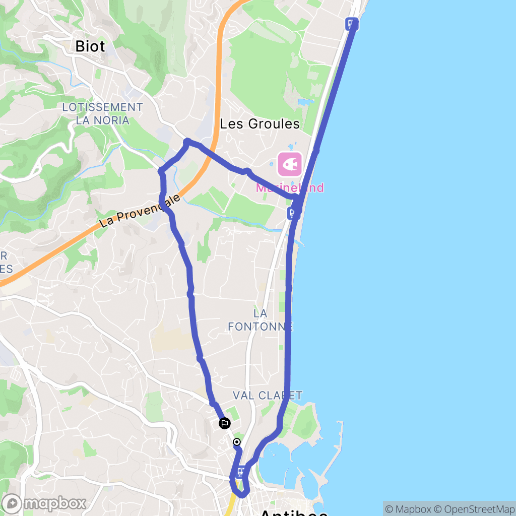 Antibes : carte du parcours de randonnée - France