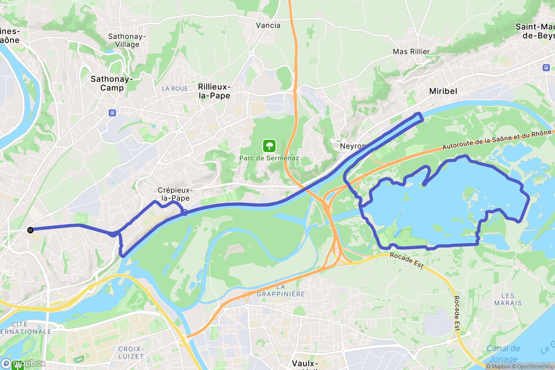 Caluire-et-Cuire : carte du parcours de randonnée - France