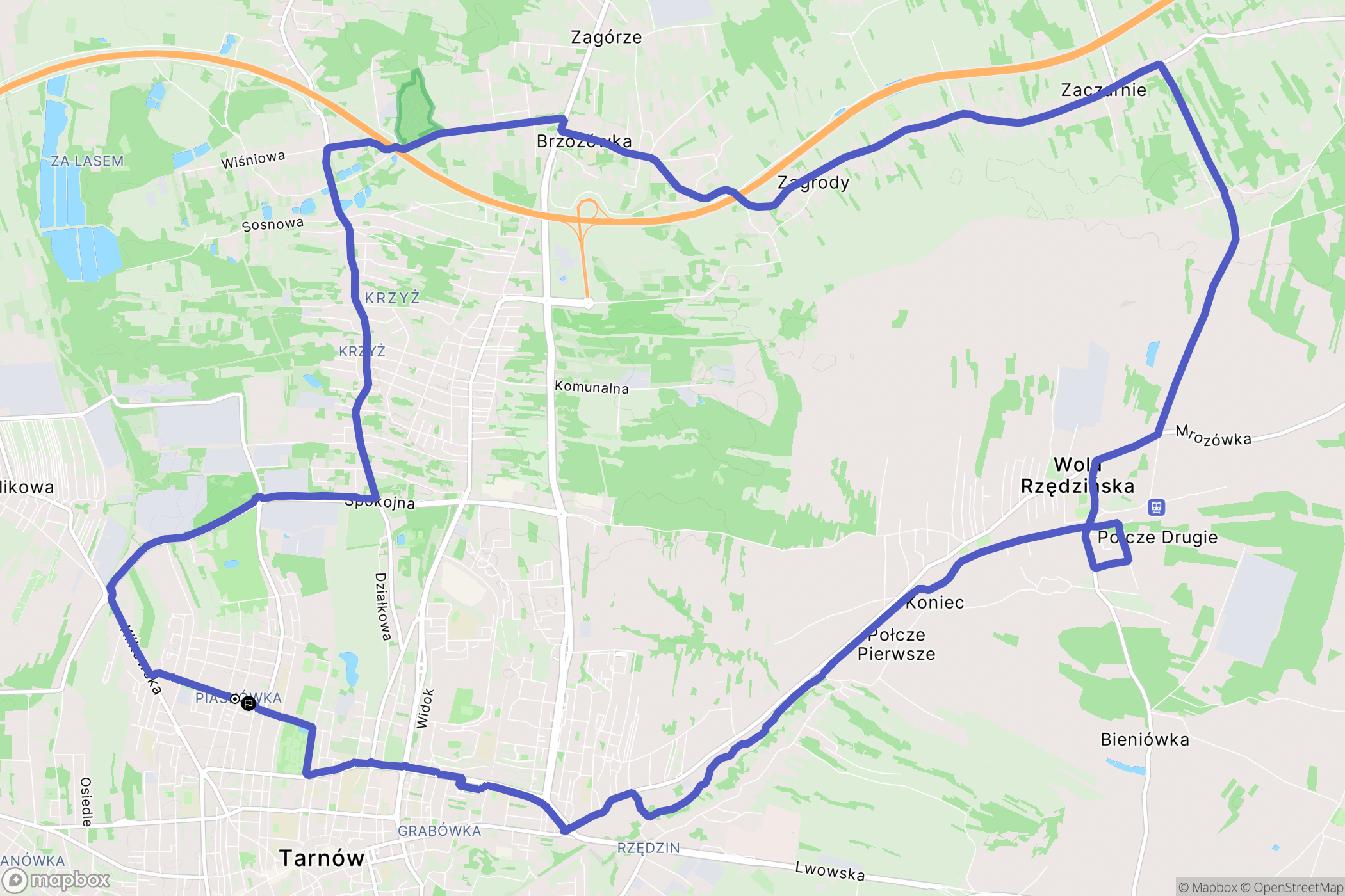 Tarnów: mapa trasy - Poland